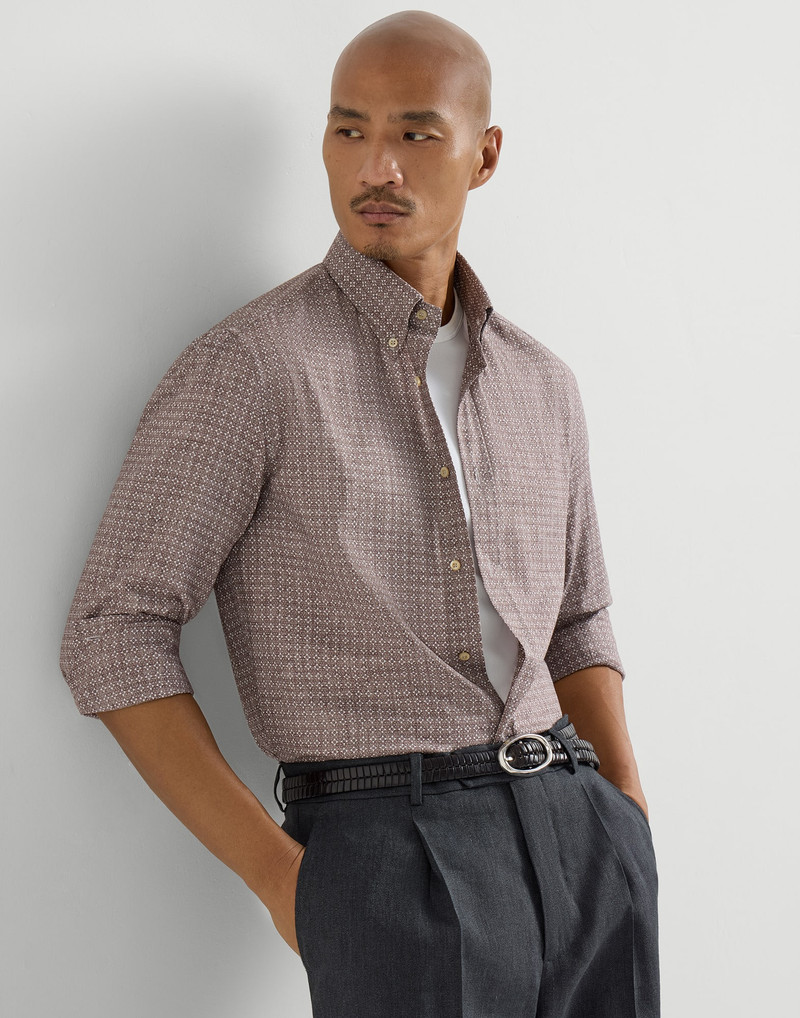 Flower print twill basic fit shirt with button-down collar 2