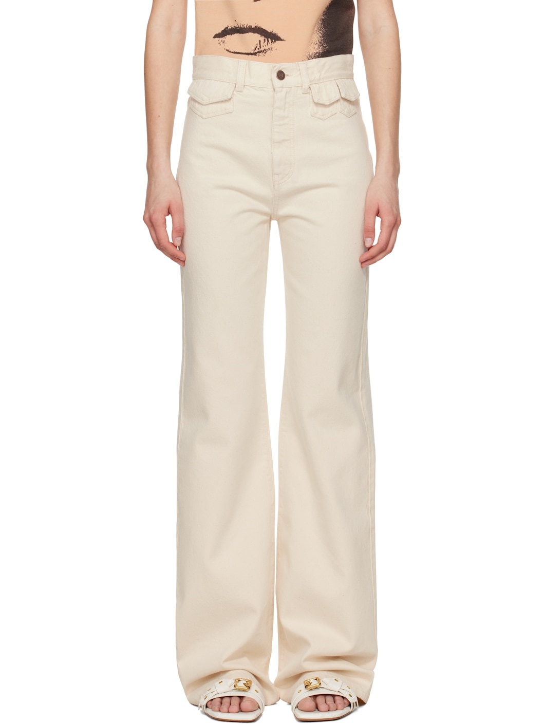 Off-White High-Rise Flare Jeans - 1