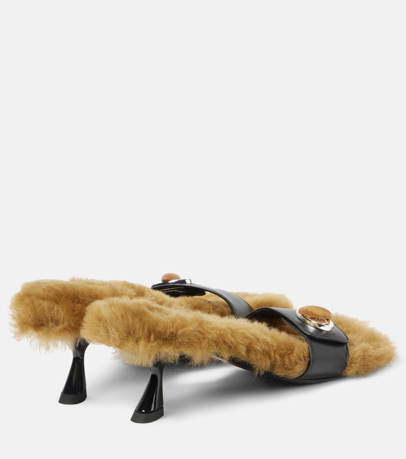 CHRISTOPHER ESBER Turnlock shearling-trimmed mules outlook