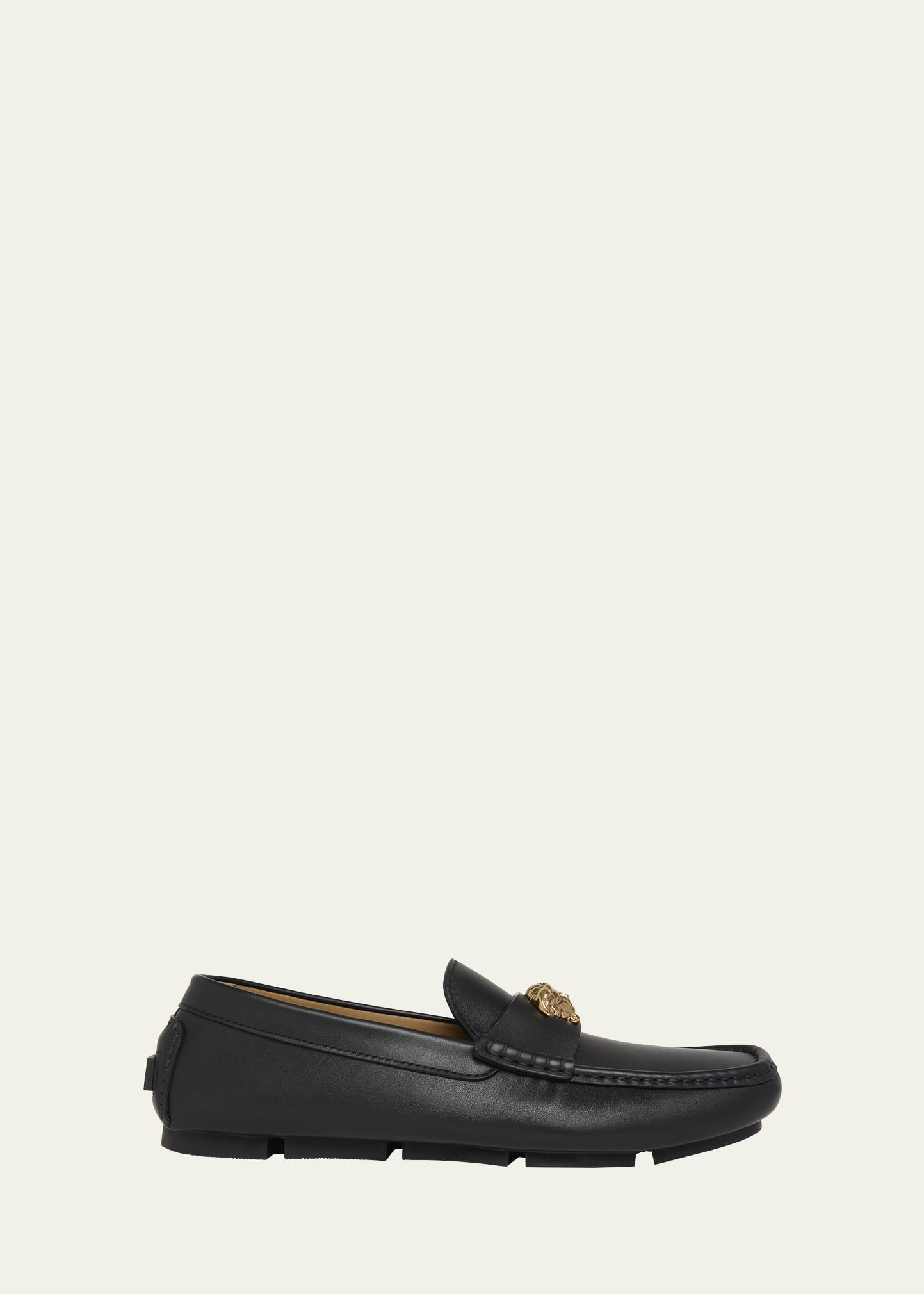 Men's Medusa-Ornament Leather Drivers - 1