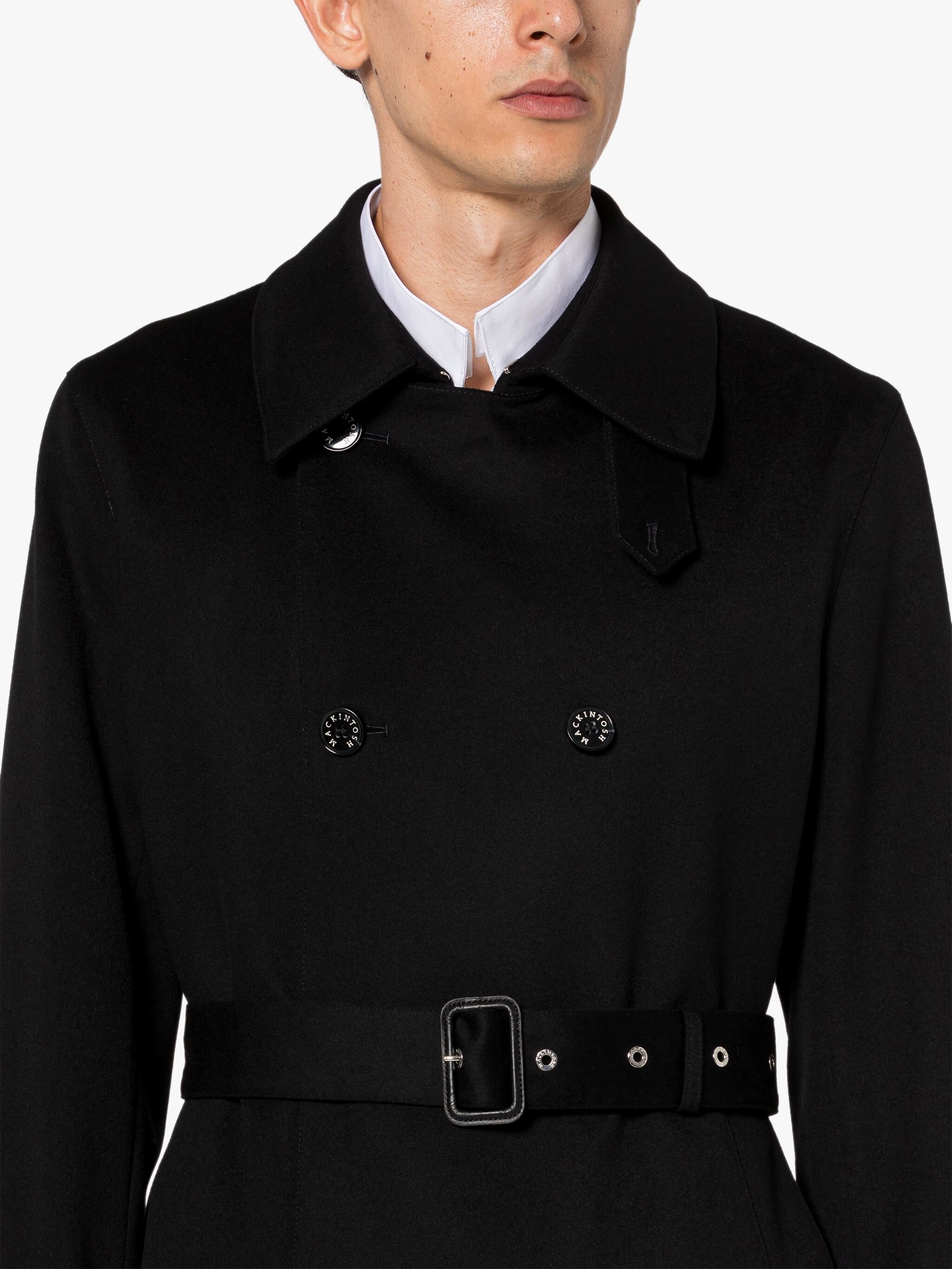 FETLAR BLACK RAIN SYSTEM WOOL SHORT TRENCH COAT - 4