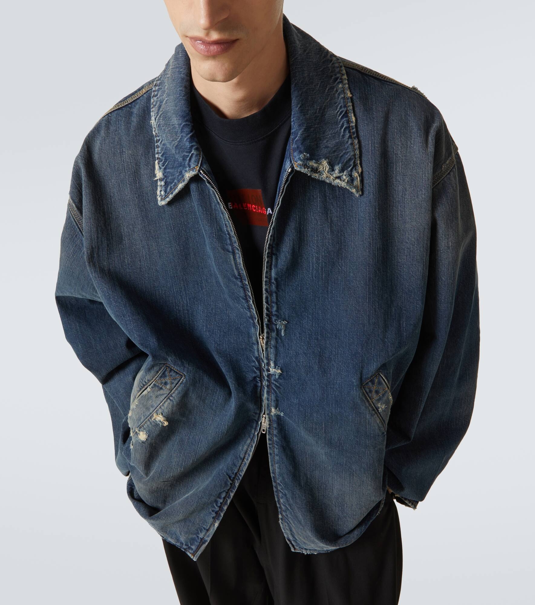 Distressed denim jacket - 5