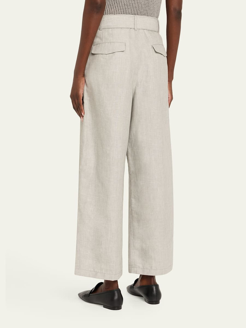 MARIA McMANUS Chambray Belted Wide-Leg Cropped Pants outlook