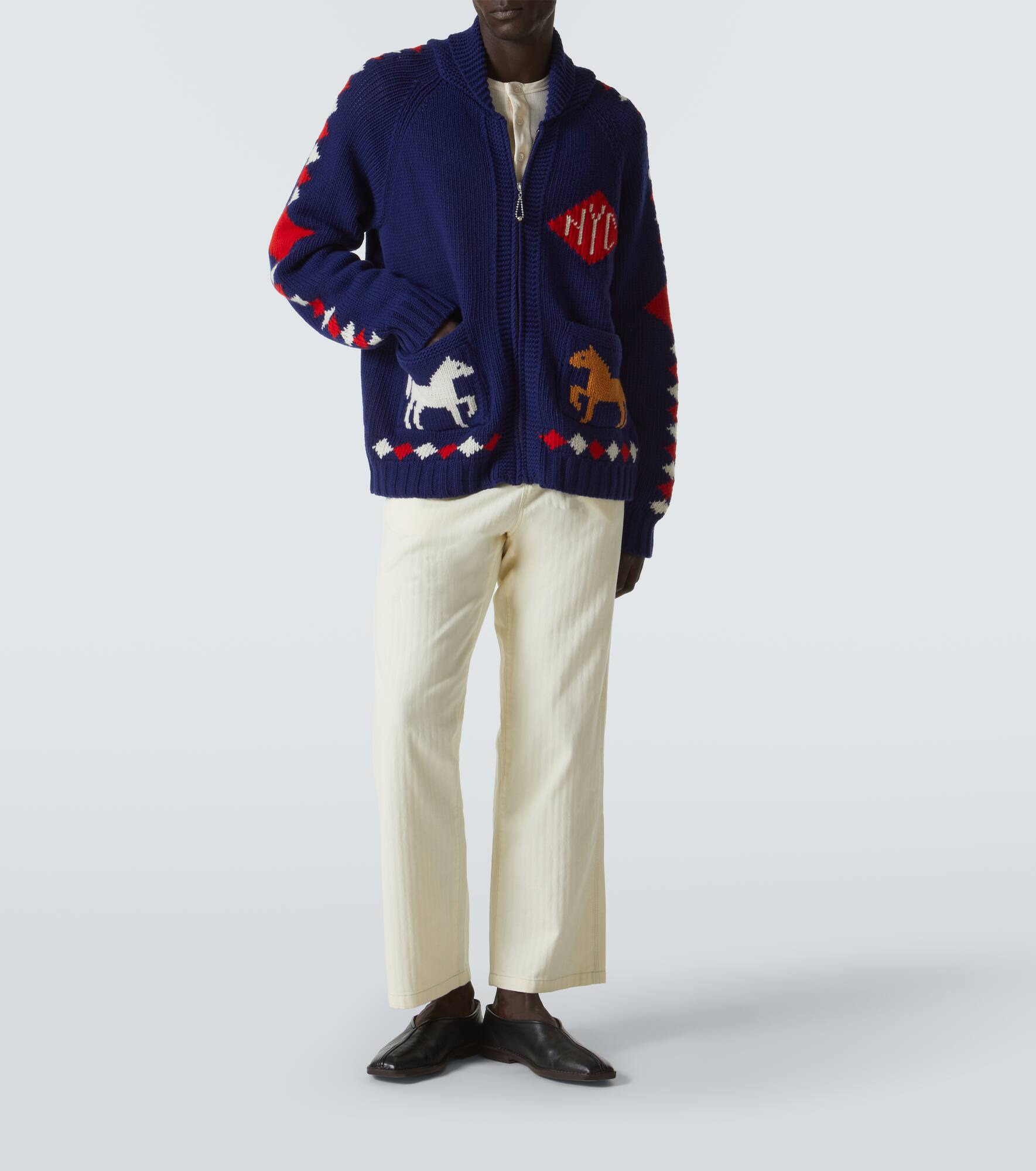 Diamond Corral wool zip-up cardigan - 2