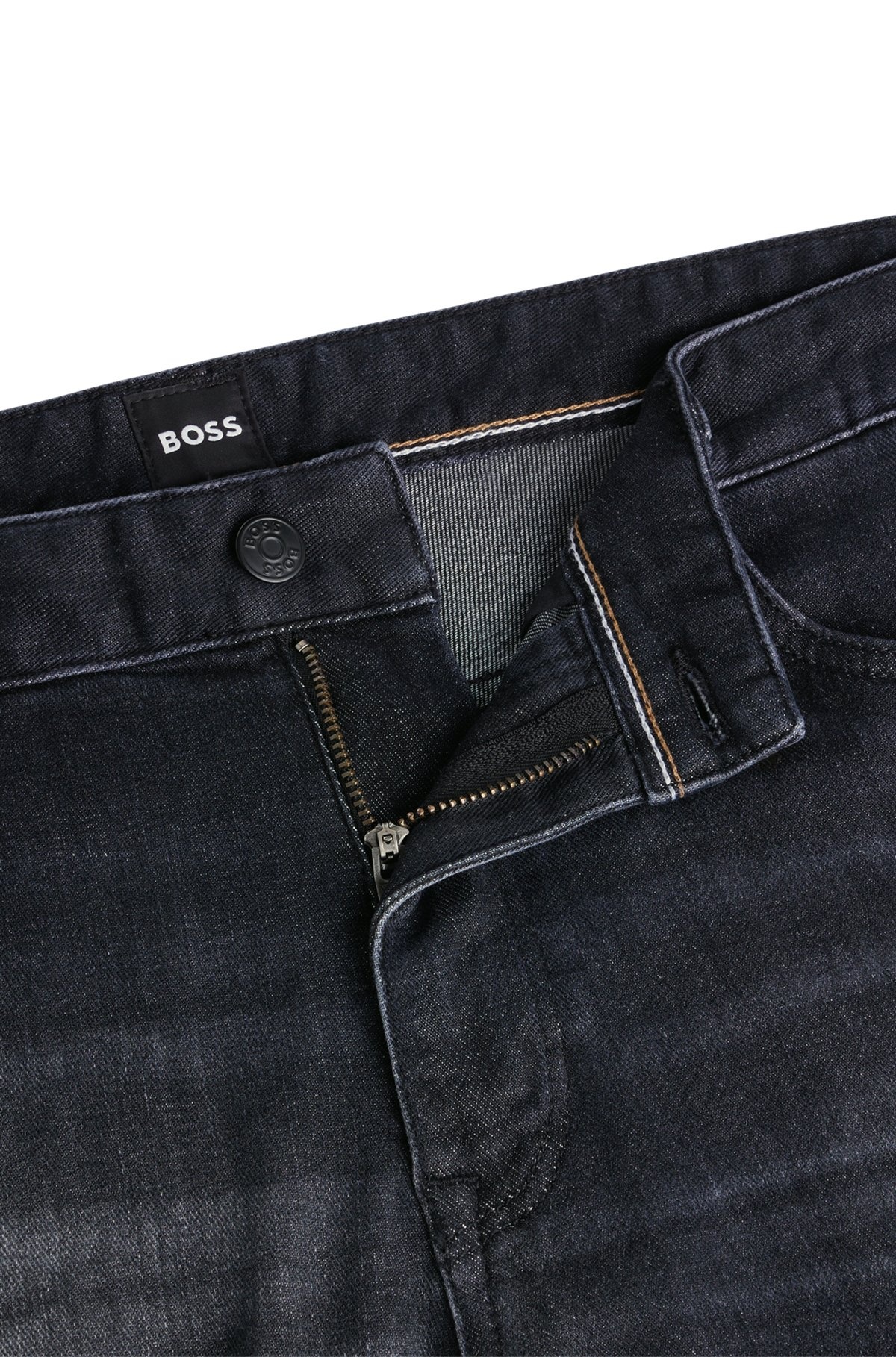 REGULAR-FIT JEANS IN BLACK ITALIAN CASHMERE-TOUCH DENIM - 6