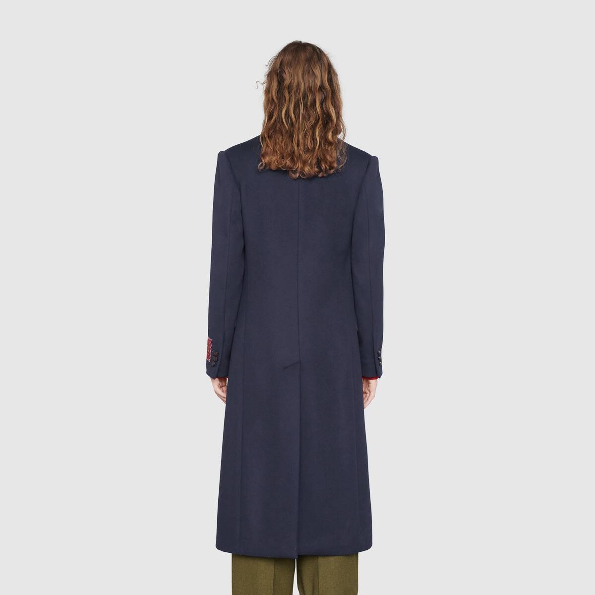 Wool coat with Gucci label - 4