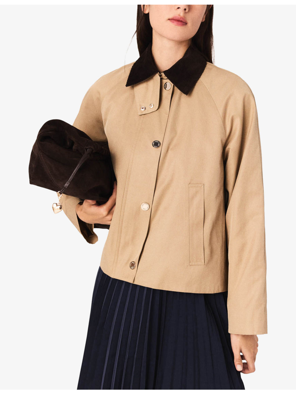 Contrast-Collar Trapeze Cotton-Blend Jacket - 3