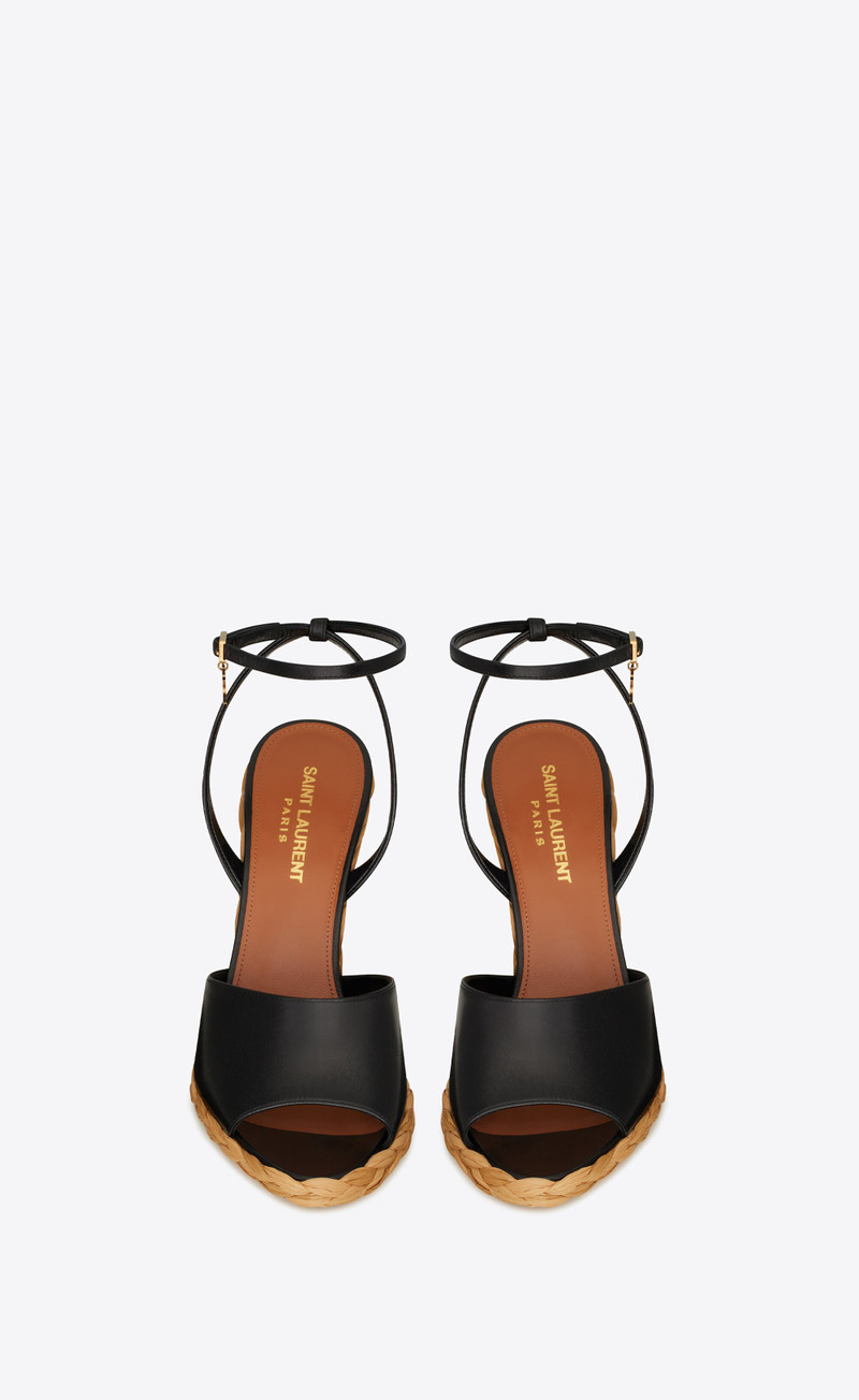 SAINT LAURENT paloma wedge espadrilles in smooth leather outlook