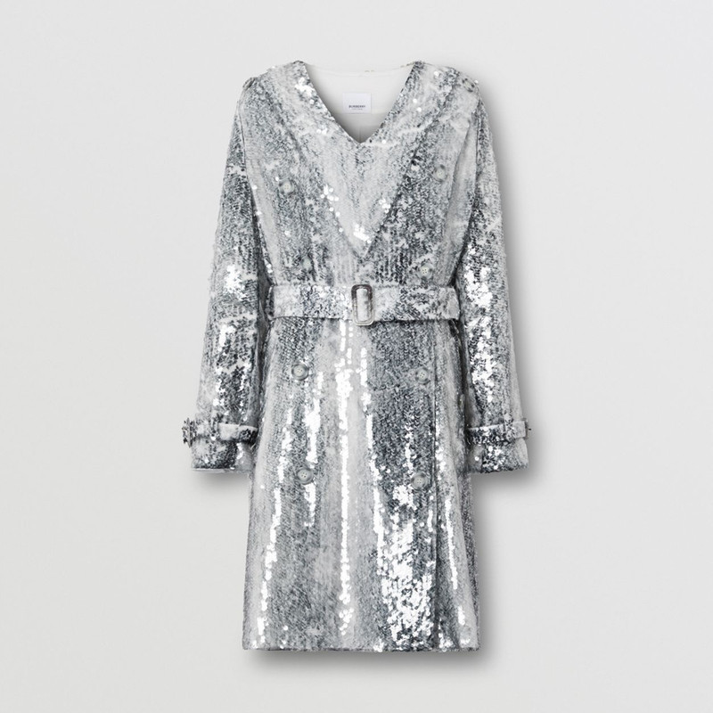 Sequinned Animal Print V-neck Trench Dress 1