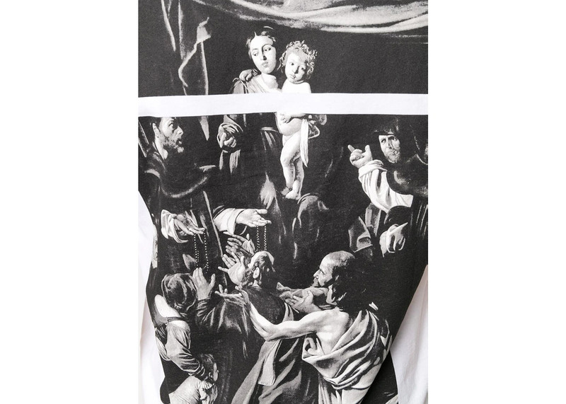 Off-White OFF-WHITE Slim Fit Caravaggio Square T-Shirt White Black outlook