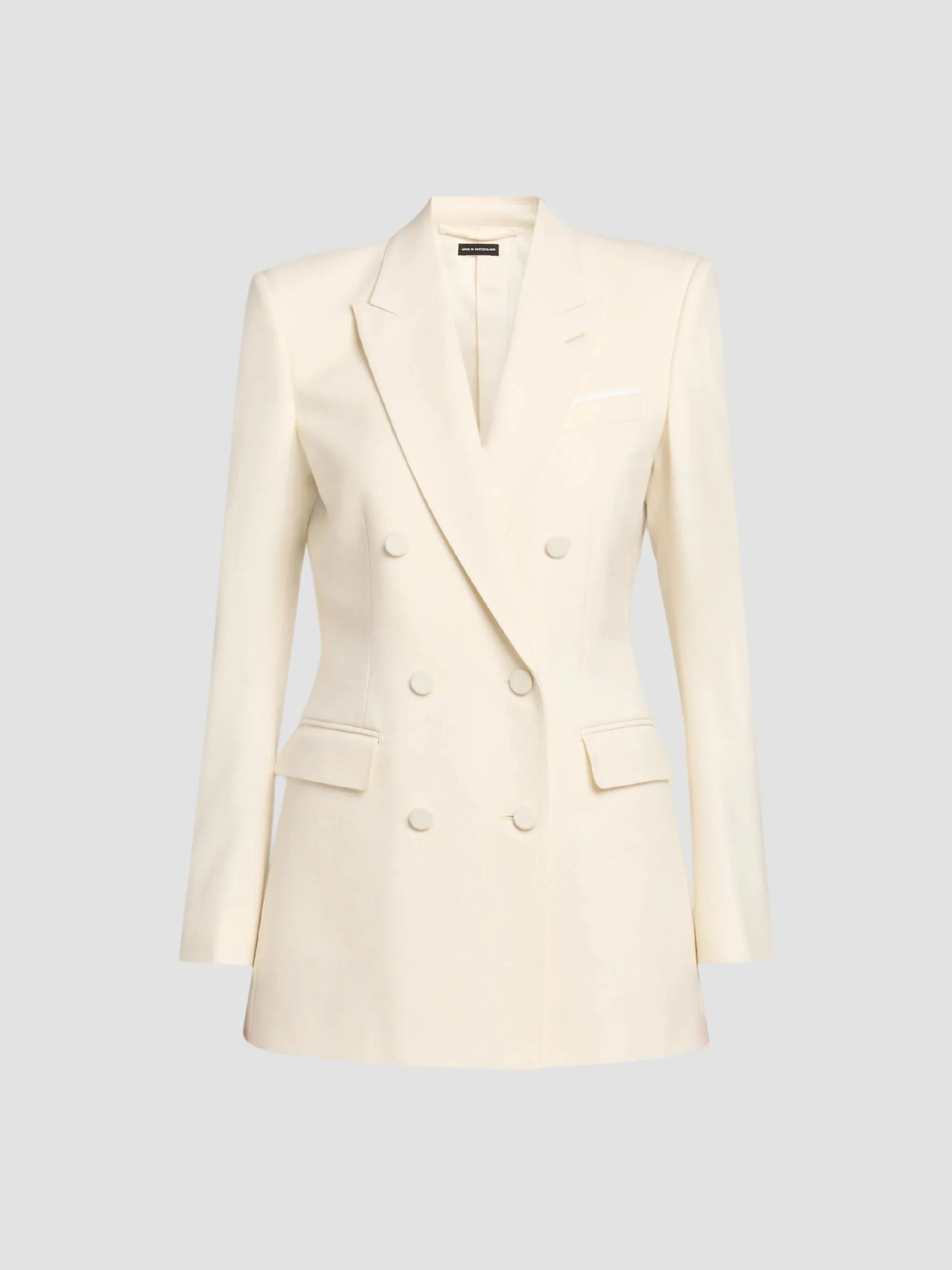 Women's Wool Double-Breasted Jacket - Off White - 1