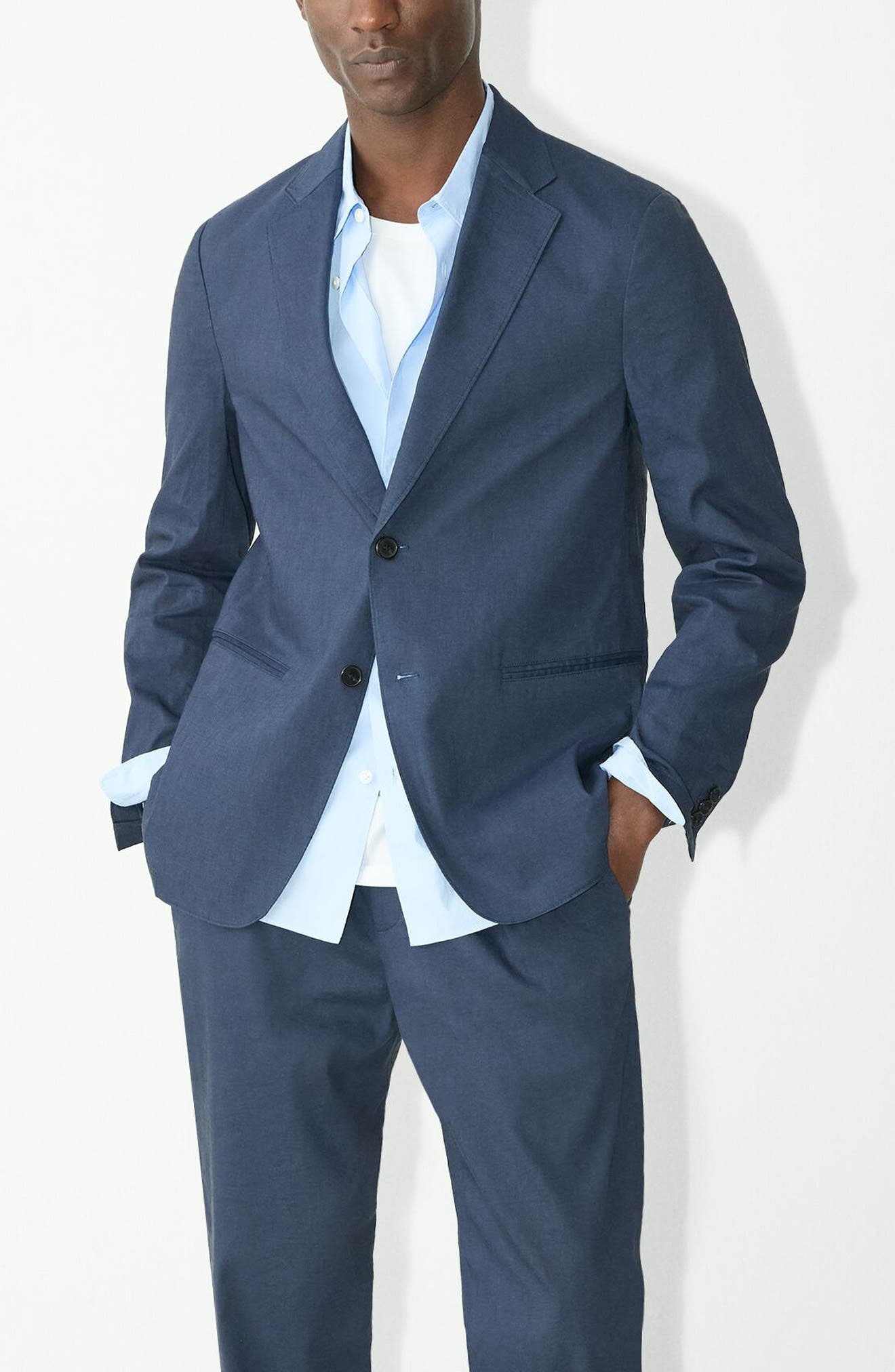 Theory Clinton Navy Stretch Linen Blend Sport Coat in Eclipse at Nordstrom - 7