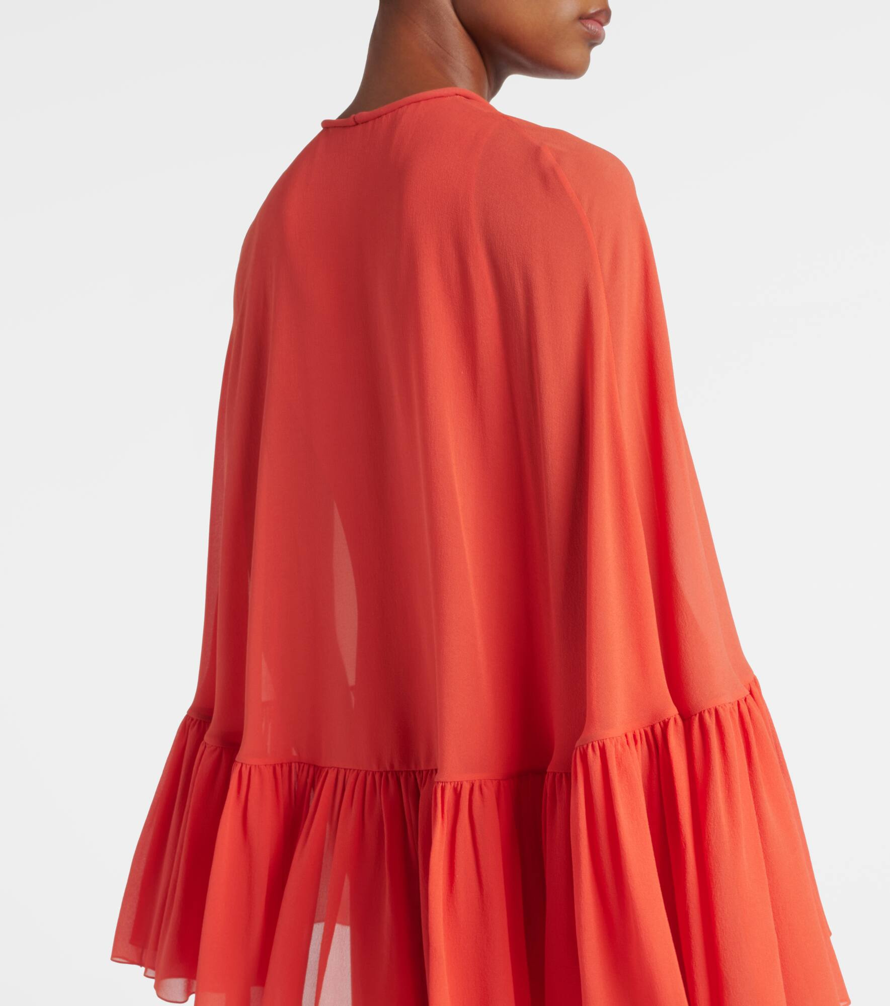 Caped silk georgette maxi dress - 6