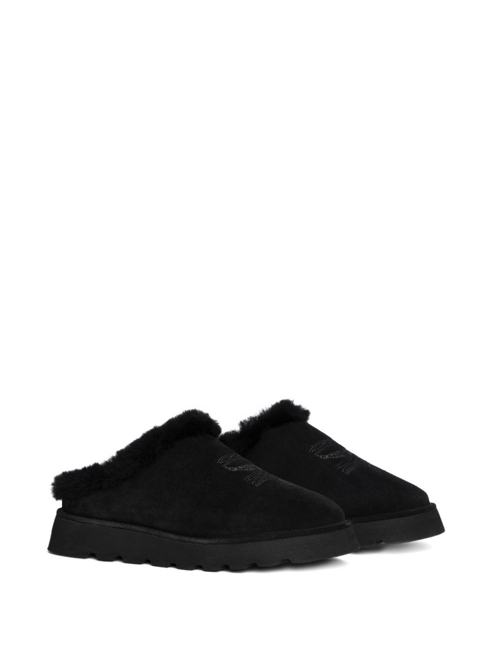 embroidered shearling mules - 2
