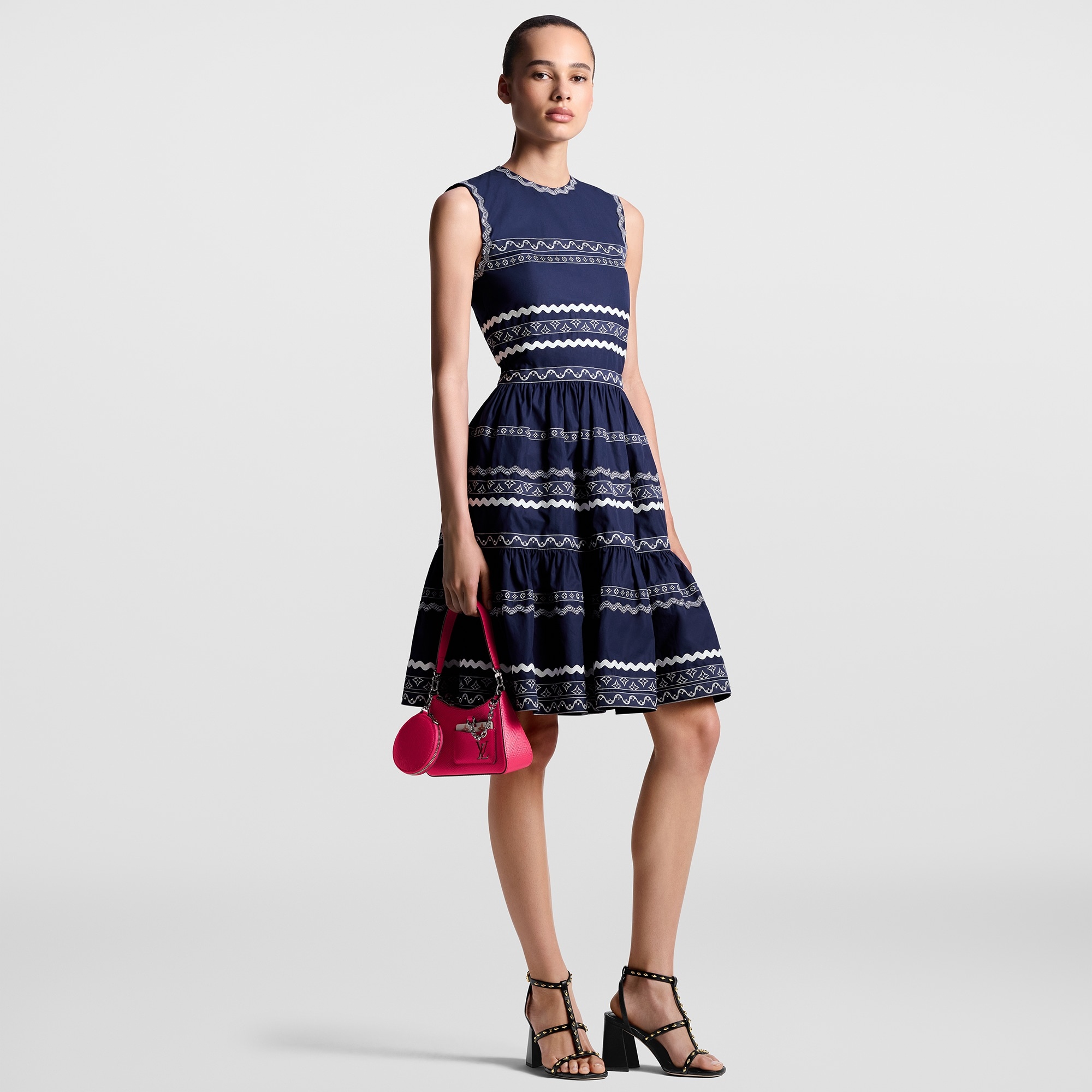 Graphic Trim Tiered Dress - 4
