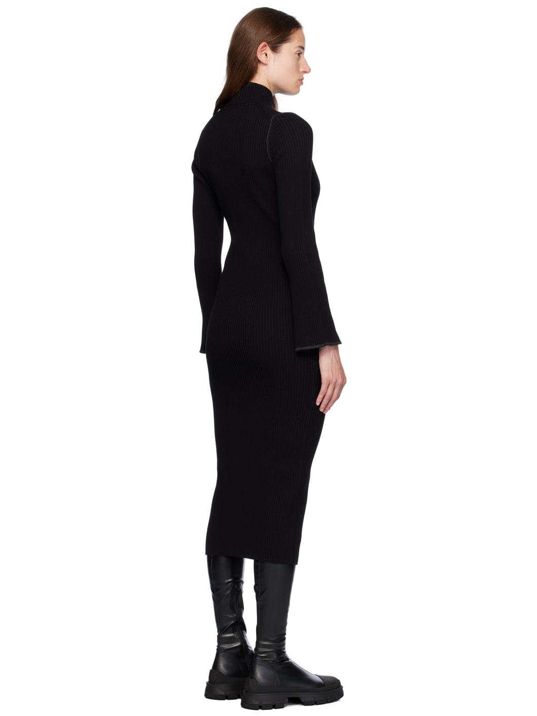 Black Wool Midi Dress - 3