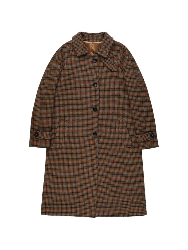 check-pattern single-breasted coat 1