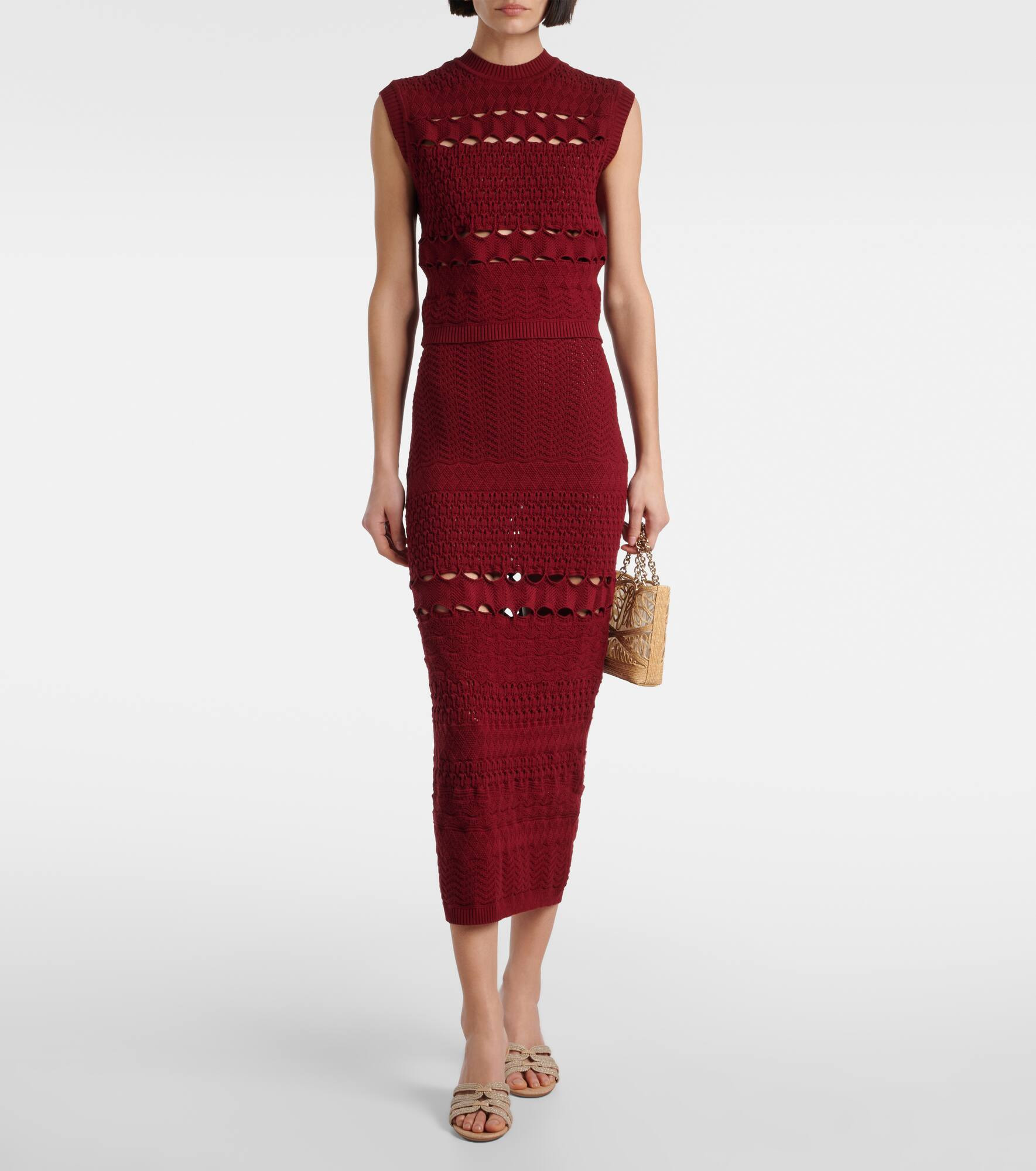 Cut-out knitted midi skirt - 2