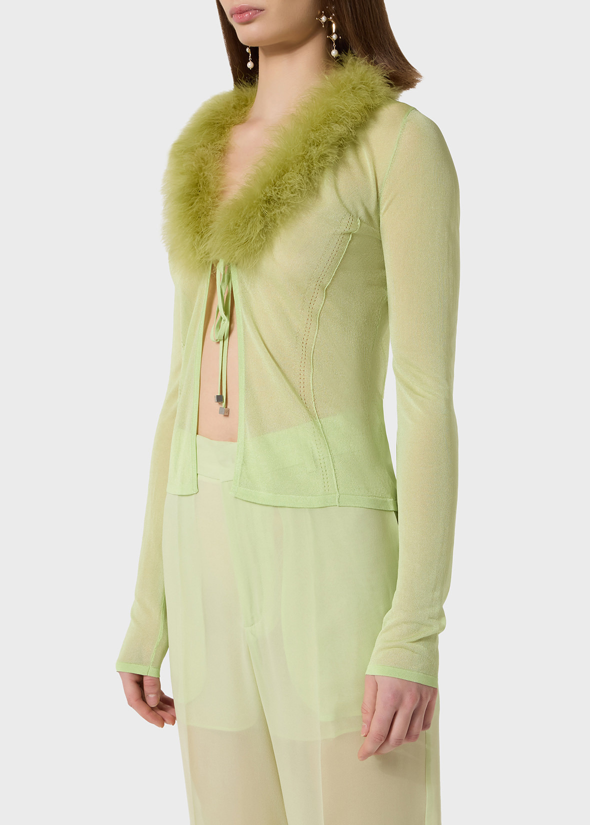 CARDIGAN WITH FEATHER DETAIL - 5