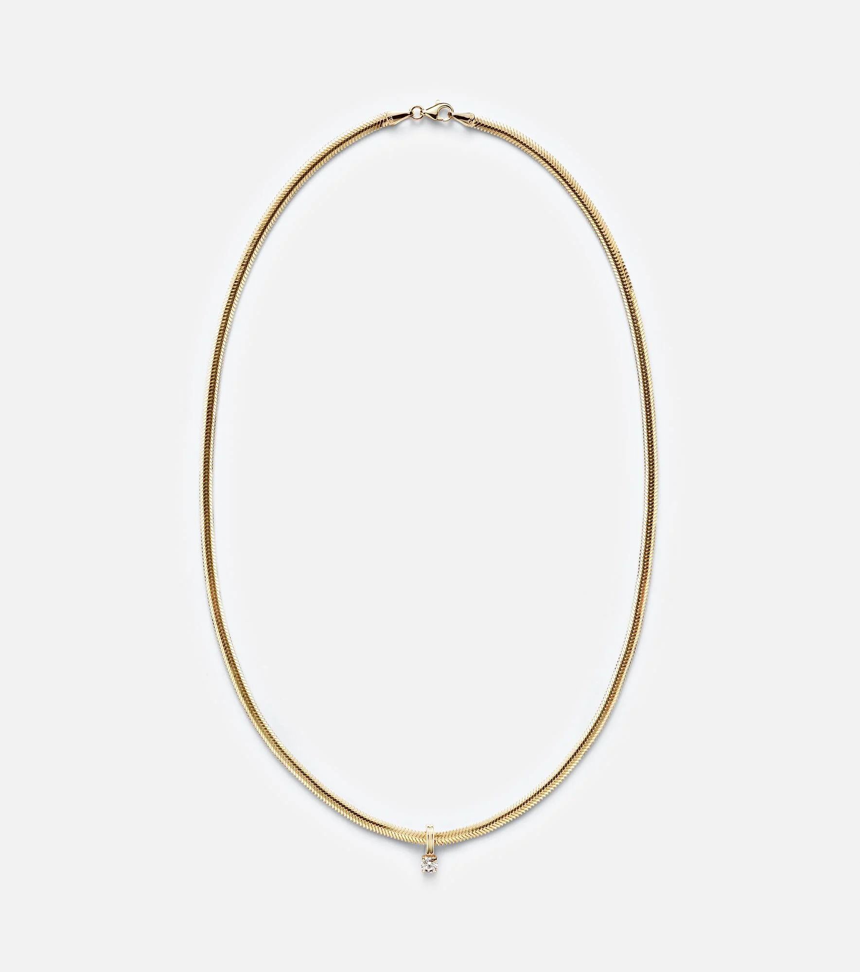 Serpentine 14kt gold necklace with diamond - 1