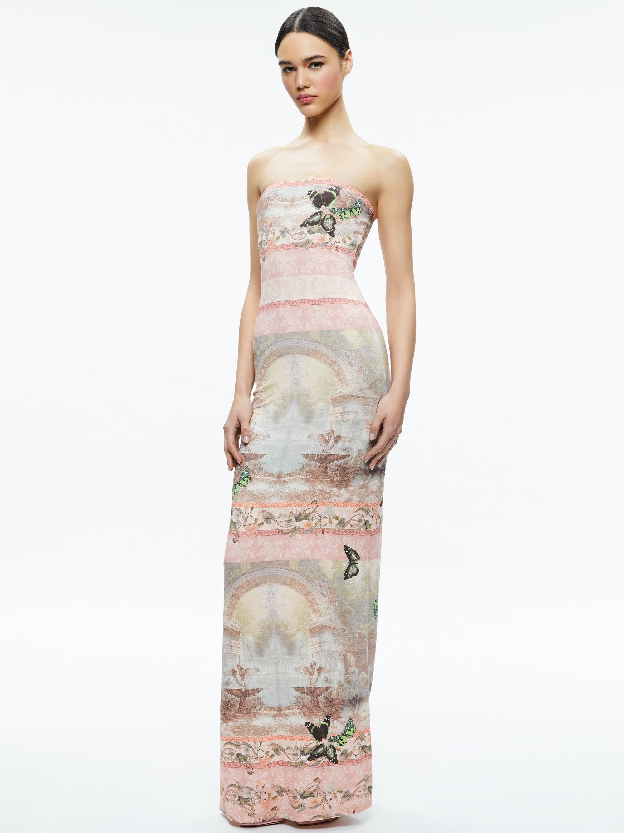 【Alice+Olivia】DELORA リバーシブル スリット マキシドレス Alice + Olivia Delora Floral Print Sleeveless Gown maxi