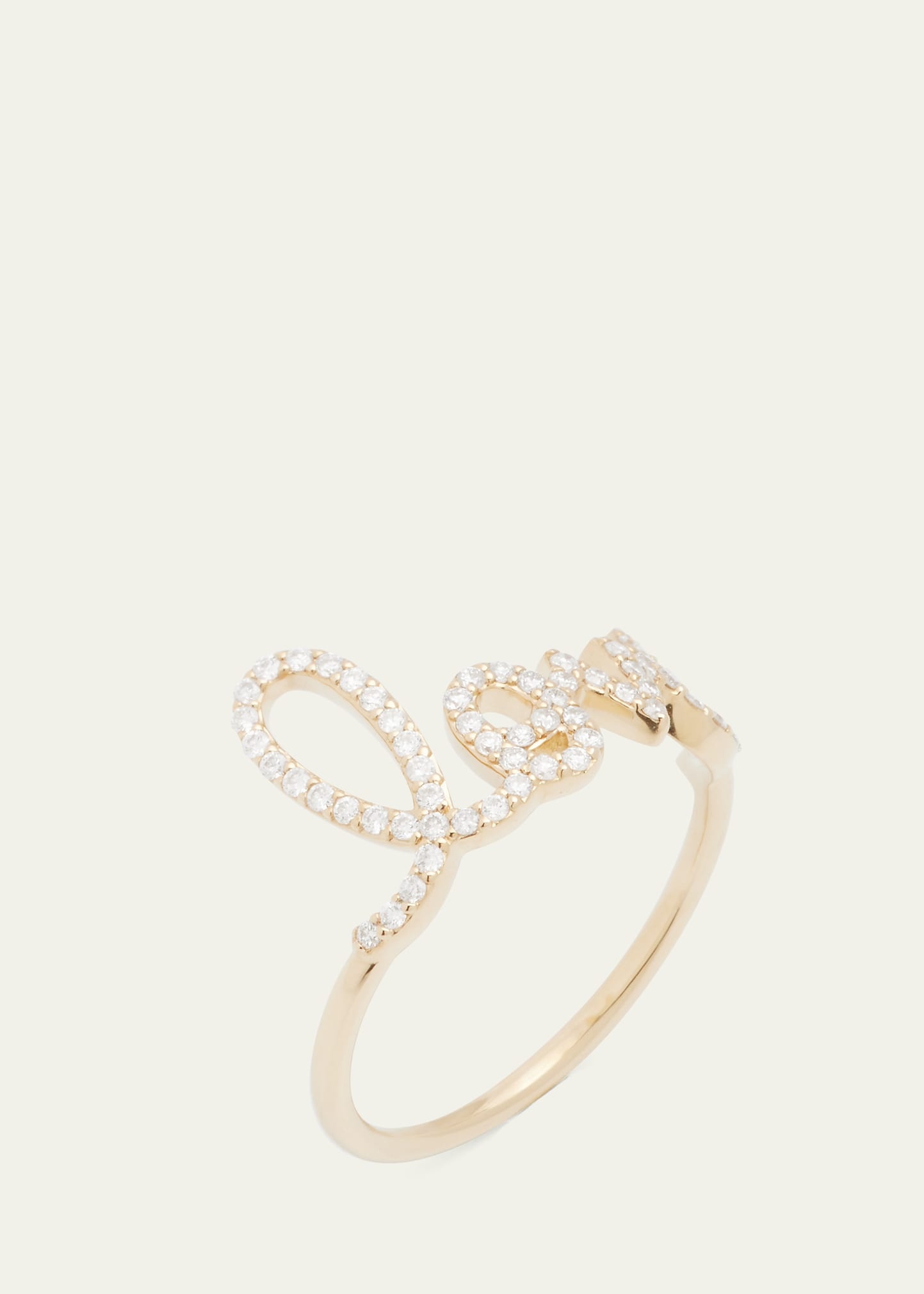 Large Love 14K Gold Ring with Diamonds - 3