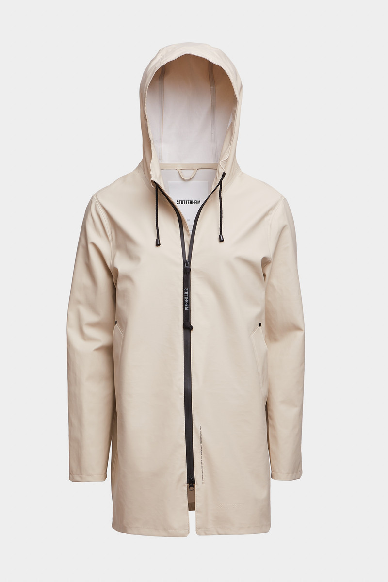 Stockholm Lightweight Zip Raincoat Oyster 1