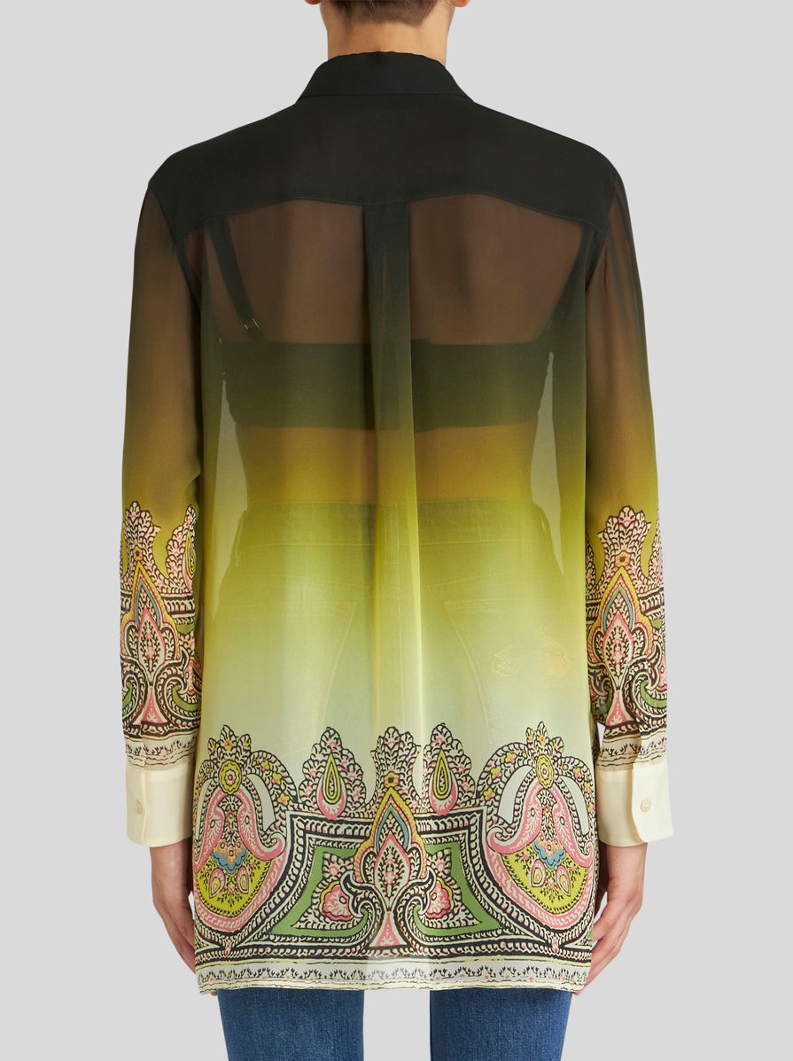 COLOUR SHADED SILK AND PAISLEY PRINT SHIRT - 5