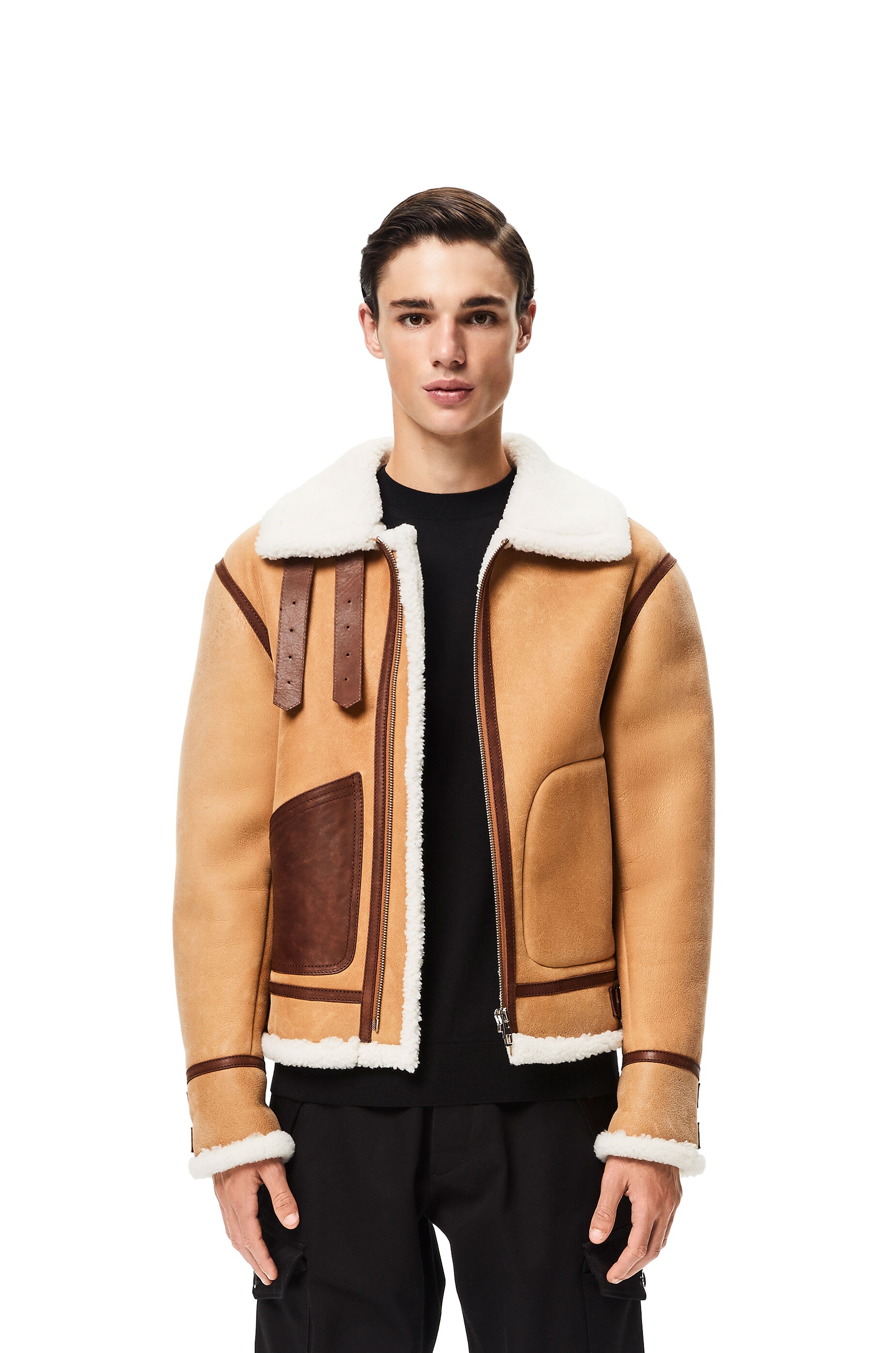 Shearling aviator jacket in novack and nappa - 3