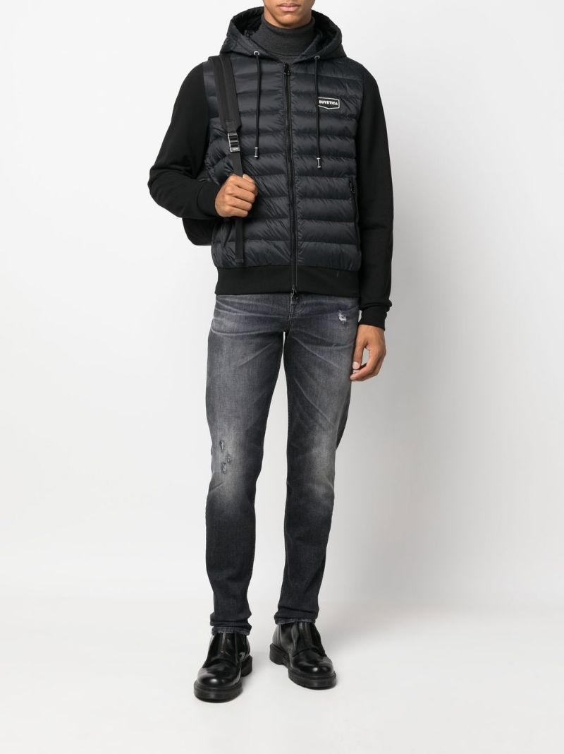 logo-patch quilted jacket - 2