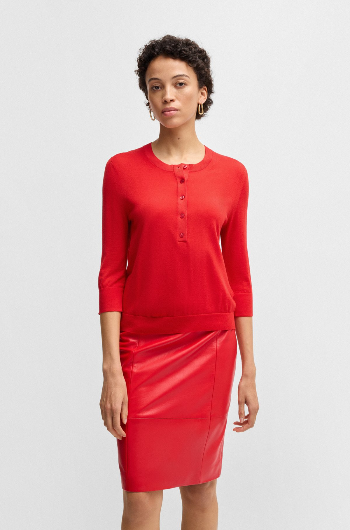 HENLEY-NECK SWEATER IN MERINO WOOL - 2