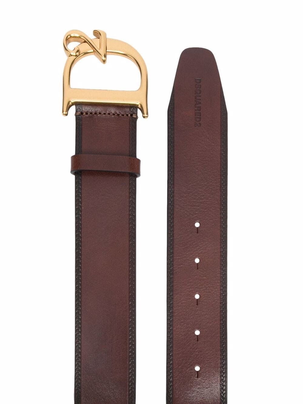 logo-buckle leather belt - 2