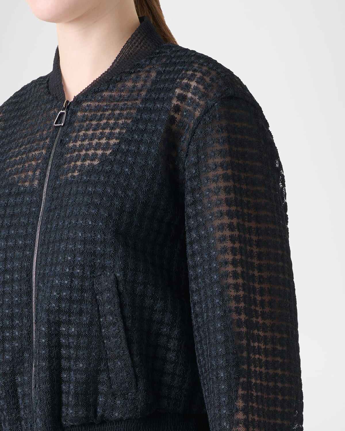 Taide Flower Embroidered Tulle Bomber Jacket - 5