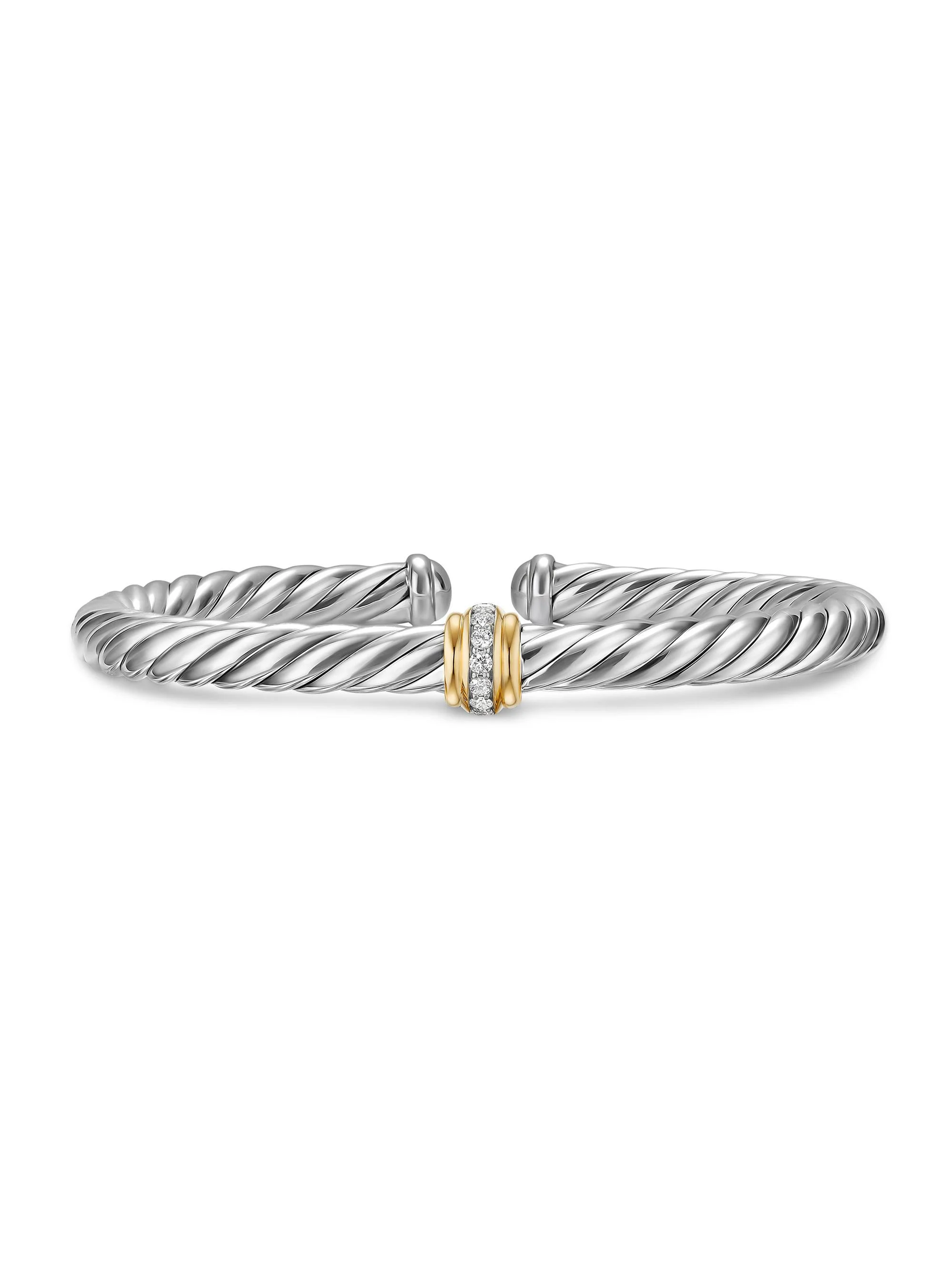 Women's Cable Flex Center Station Bracelet in Sterling Silver - Diamond - 1