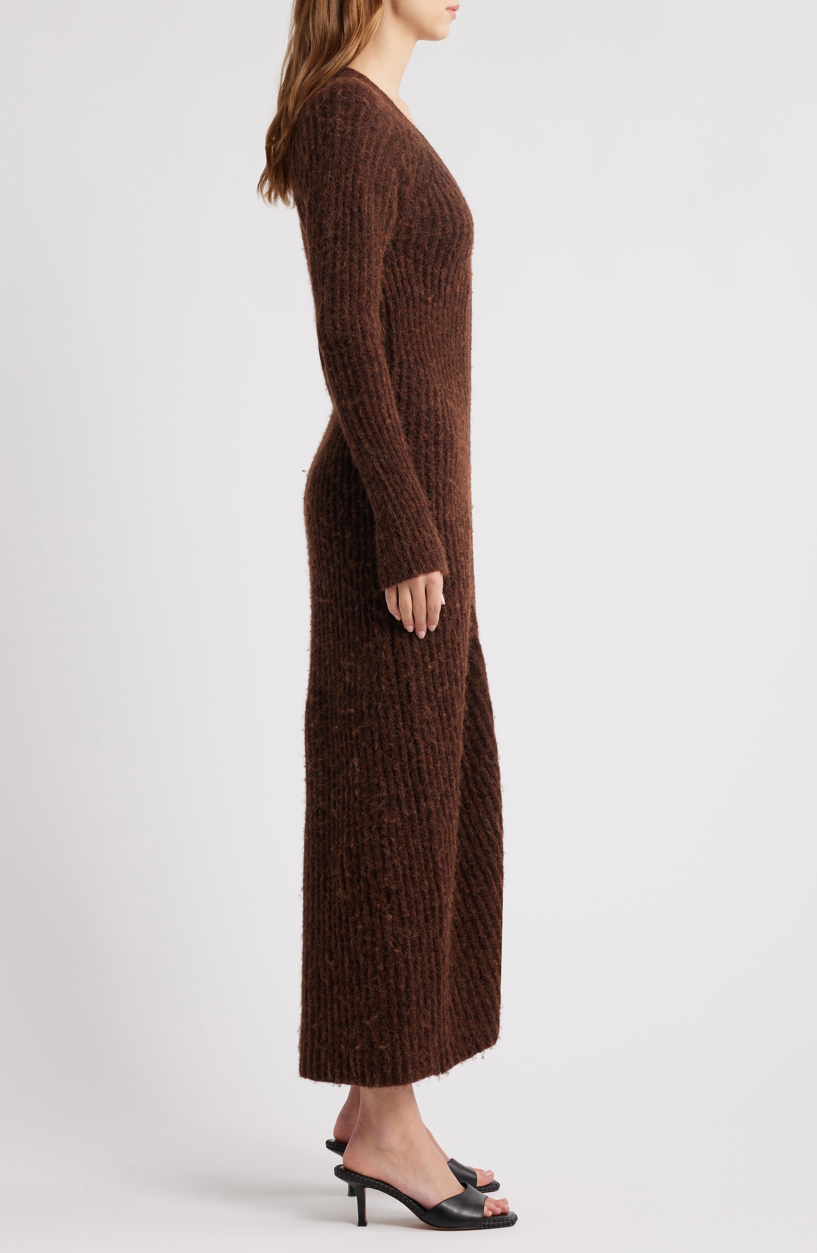 Cult Gaia Bessiana Wool Blend Long Sleeve Sweater Dress in Java at Nordstrom - 3