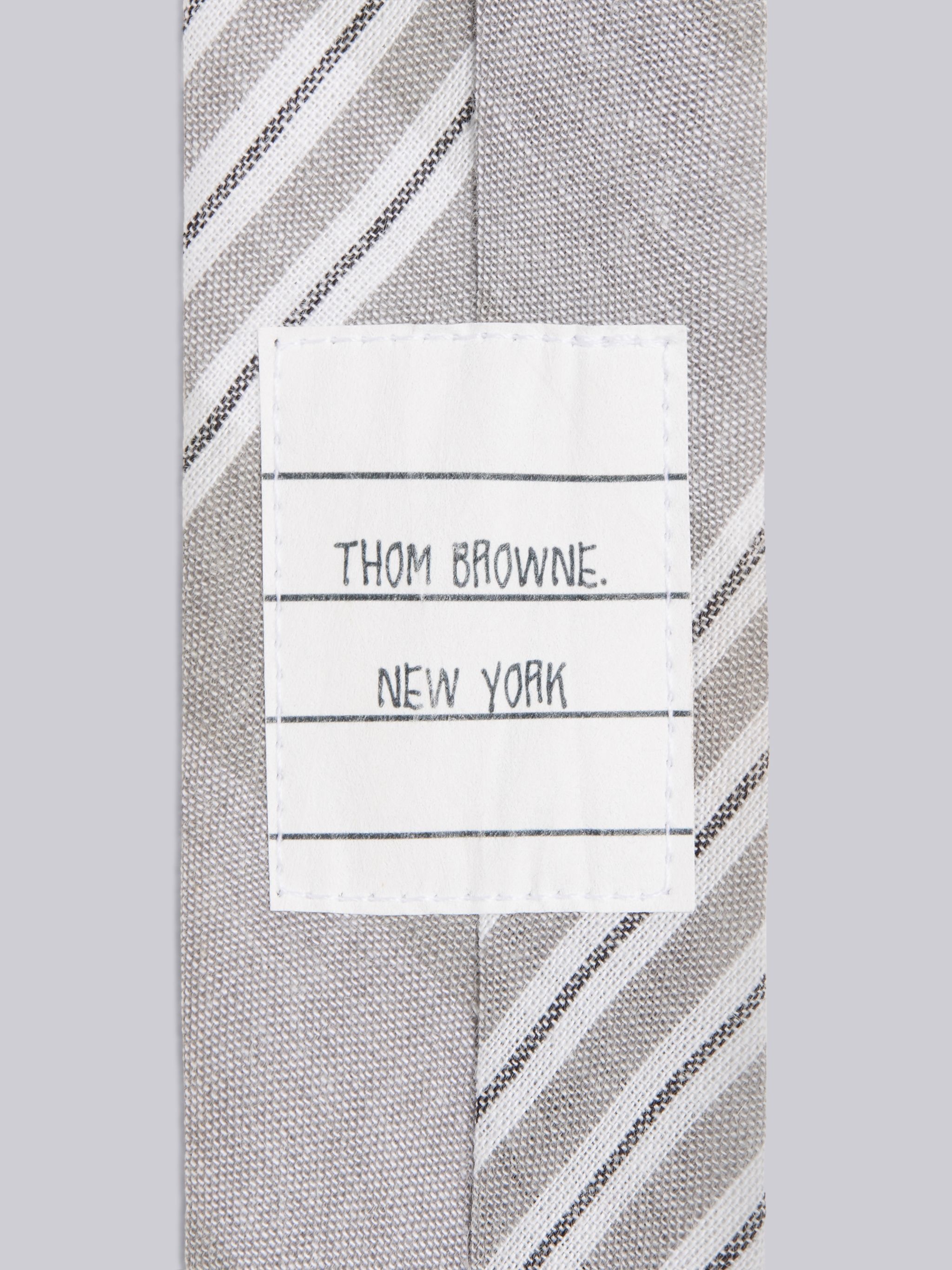 Medium Grey Cotton Large Plaid Madras Print Classic Tie - 2