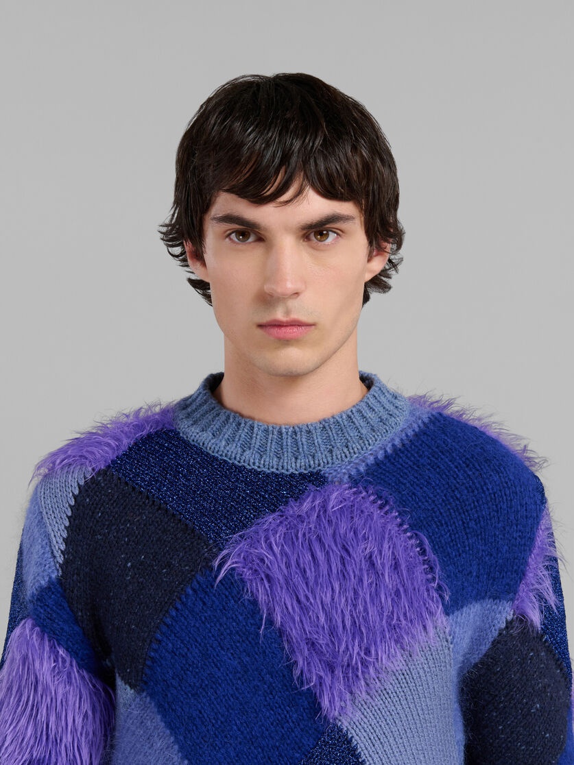 BLUE RHOMBUS JUMPER WITH RHOMBUS INTARSIA - 4