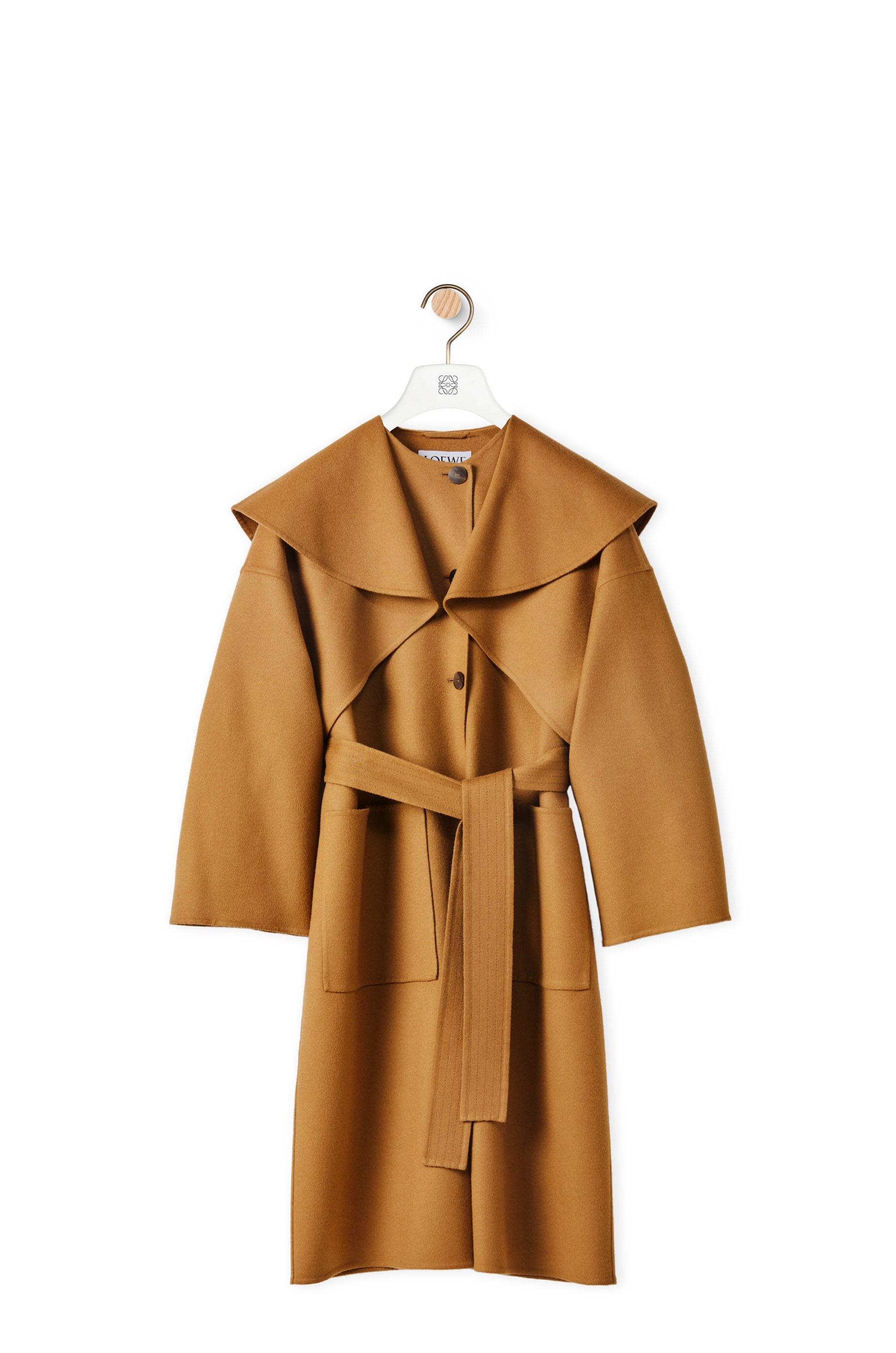 Capelet belted coat in wool and cashmere - 1