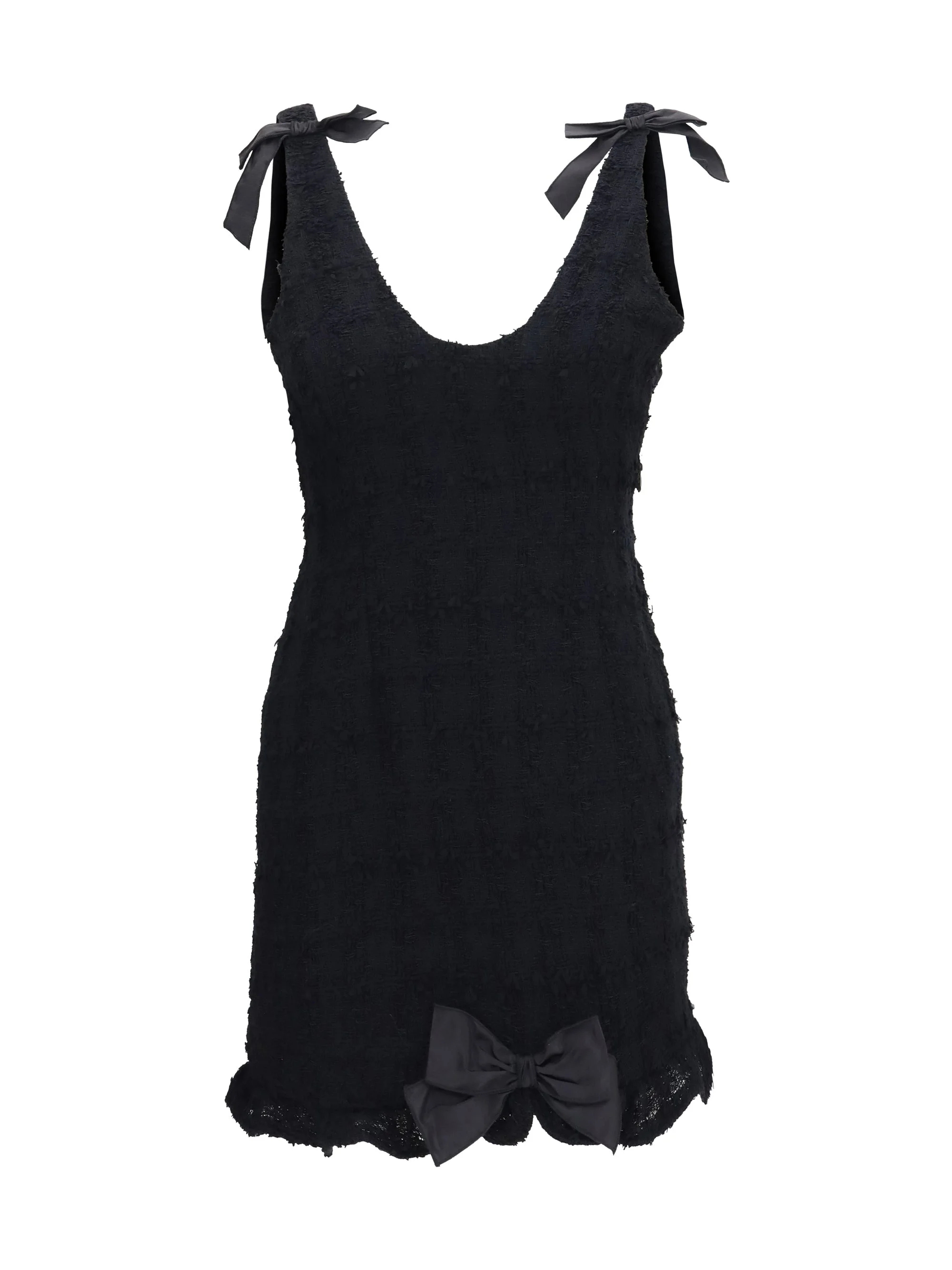 Alessandra Rich Checked Bouclé Tweed Mini Dress Black - 1