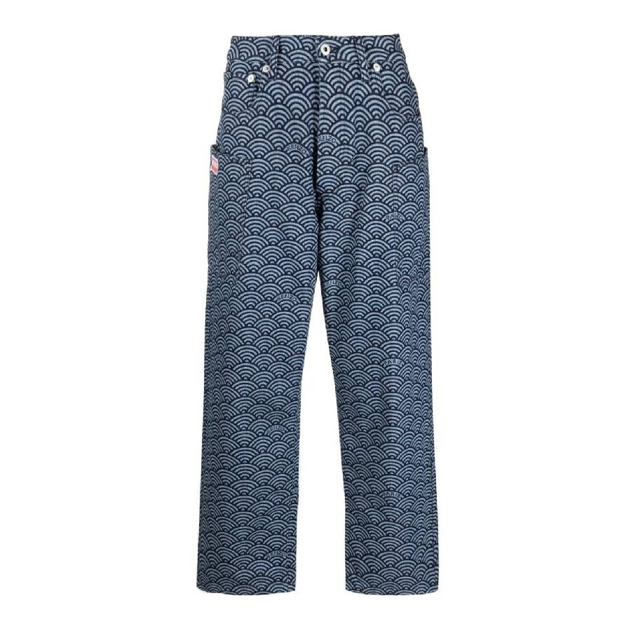Kenzo Geometric-Pattern Denim Pants - 5