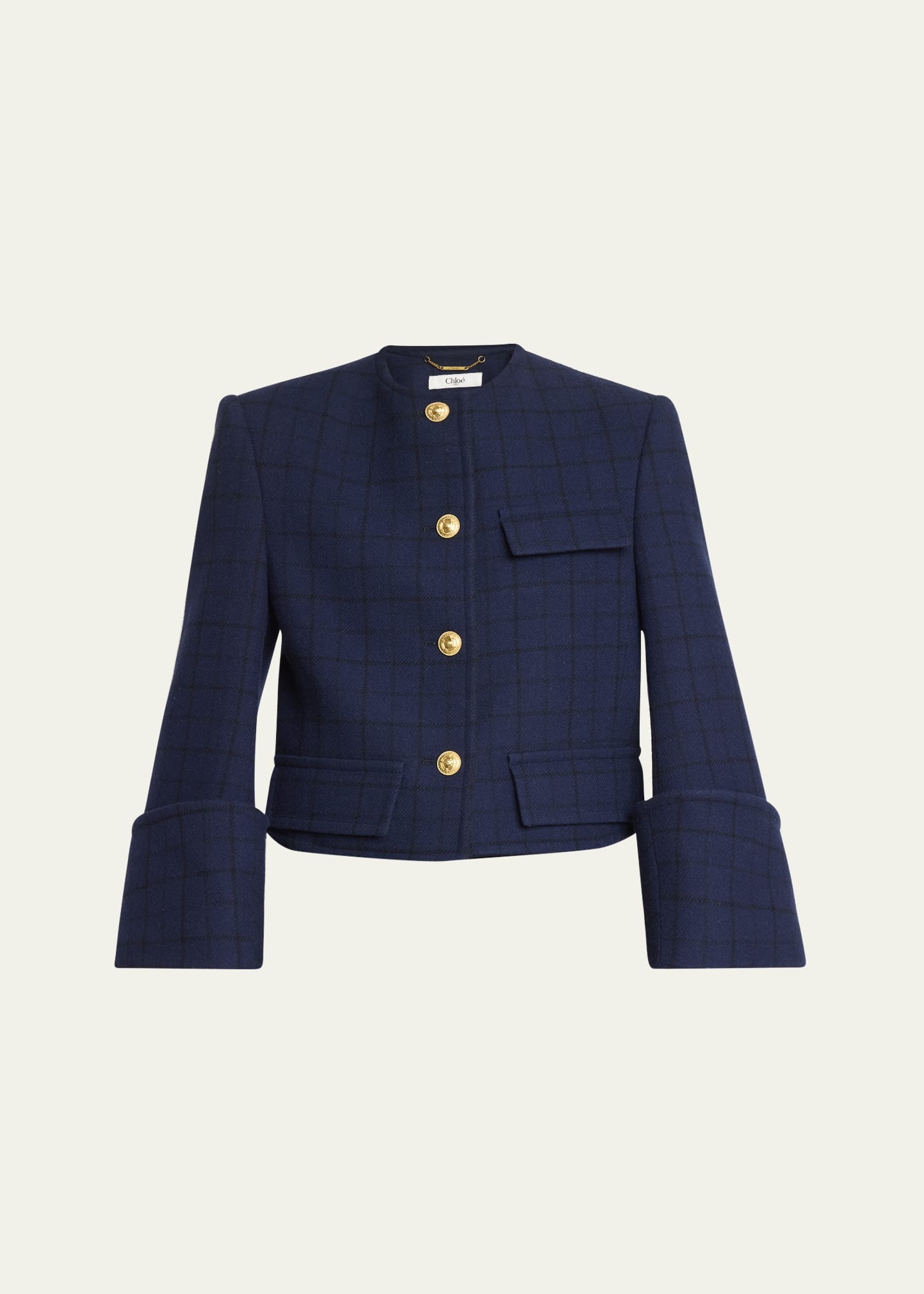 Lower Impact Wool Check Crop Jacket - 1