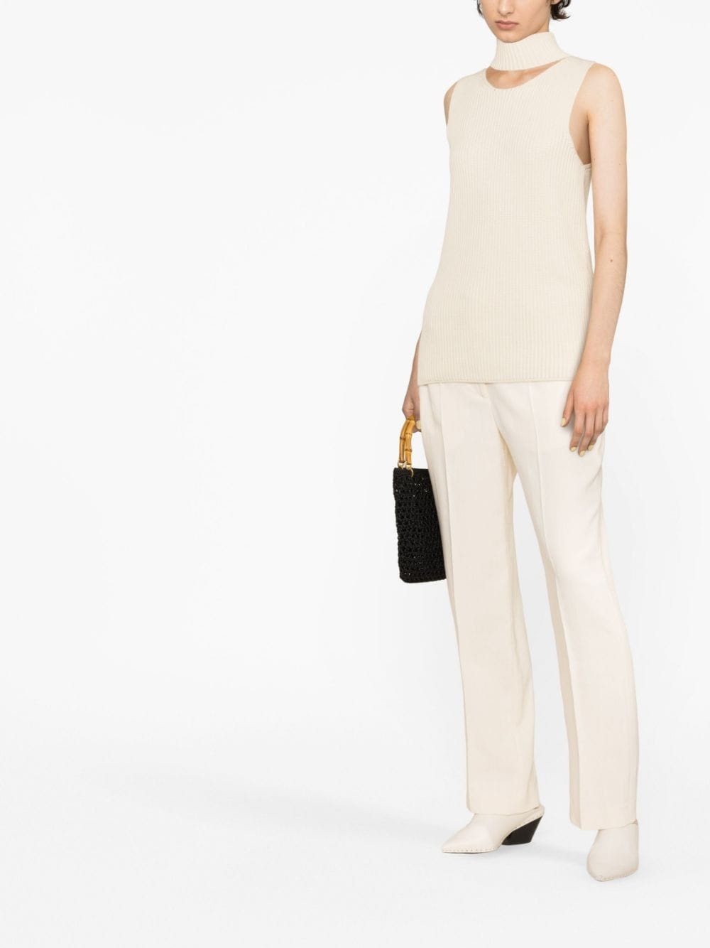 cut-out knitted sweater vest - 2