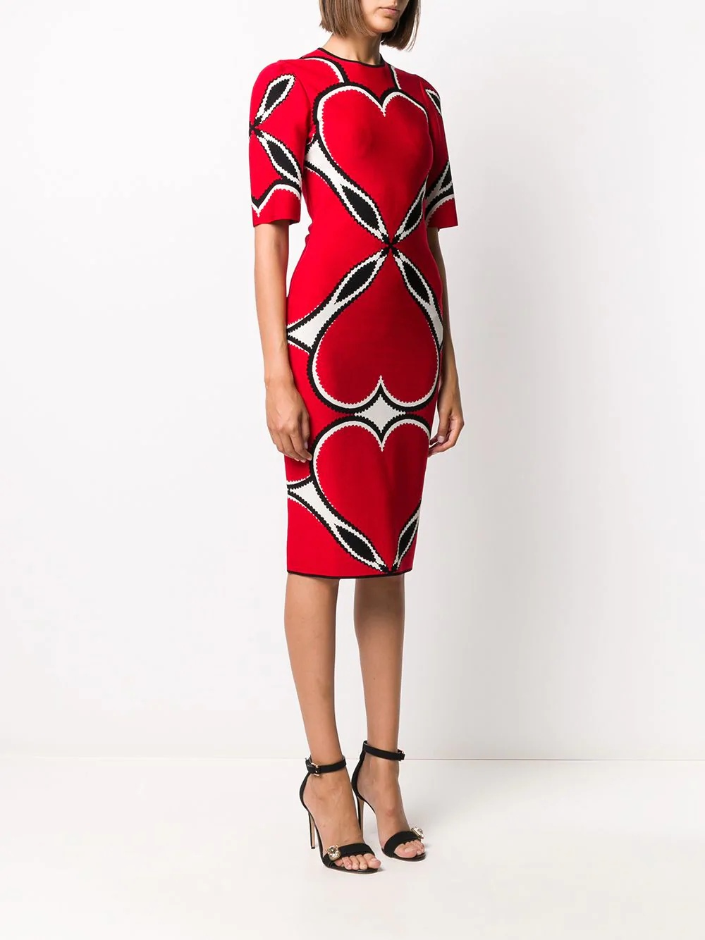 heart intarsia fitted dress - 3