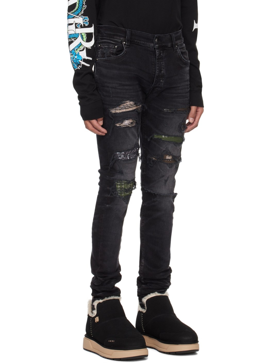 Black Bandana Thrasher Jeans - 2