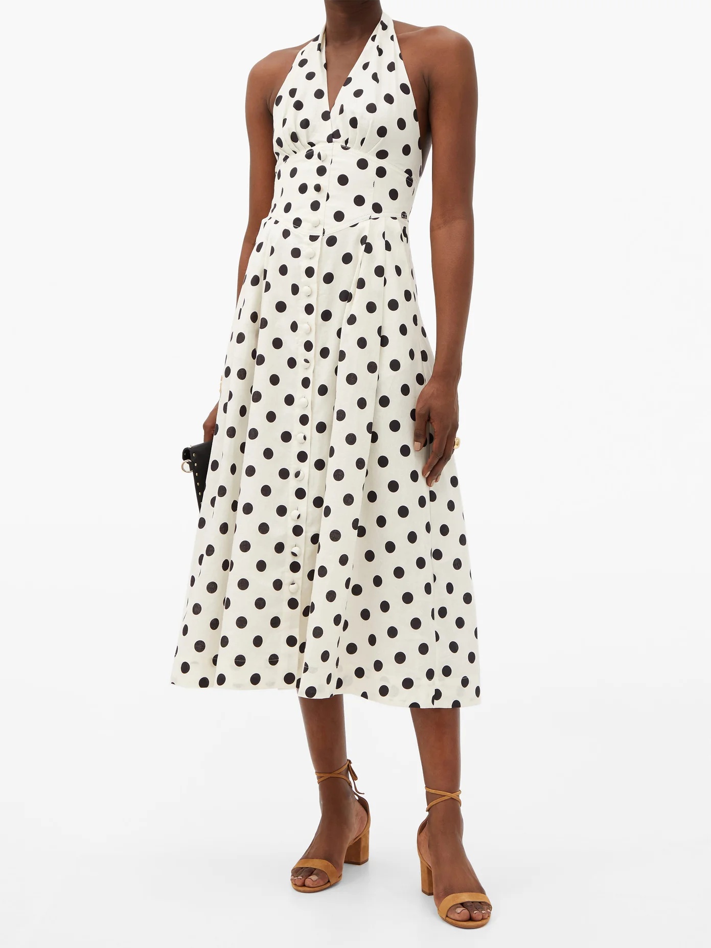 Bellitude polka-dot linen-blend dress - 2