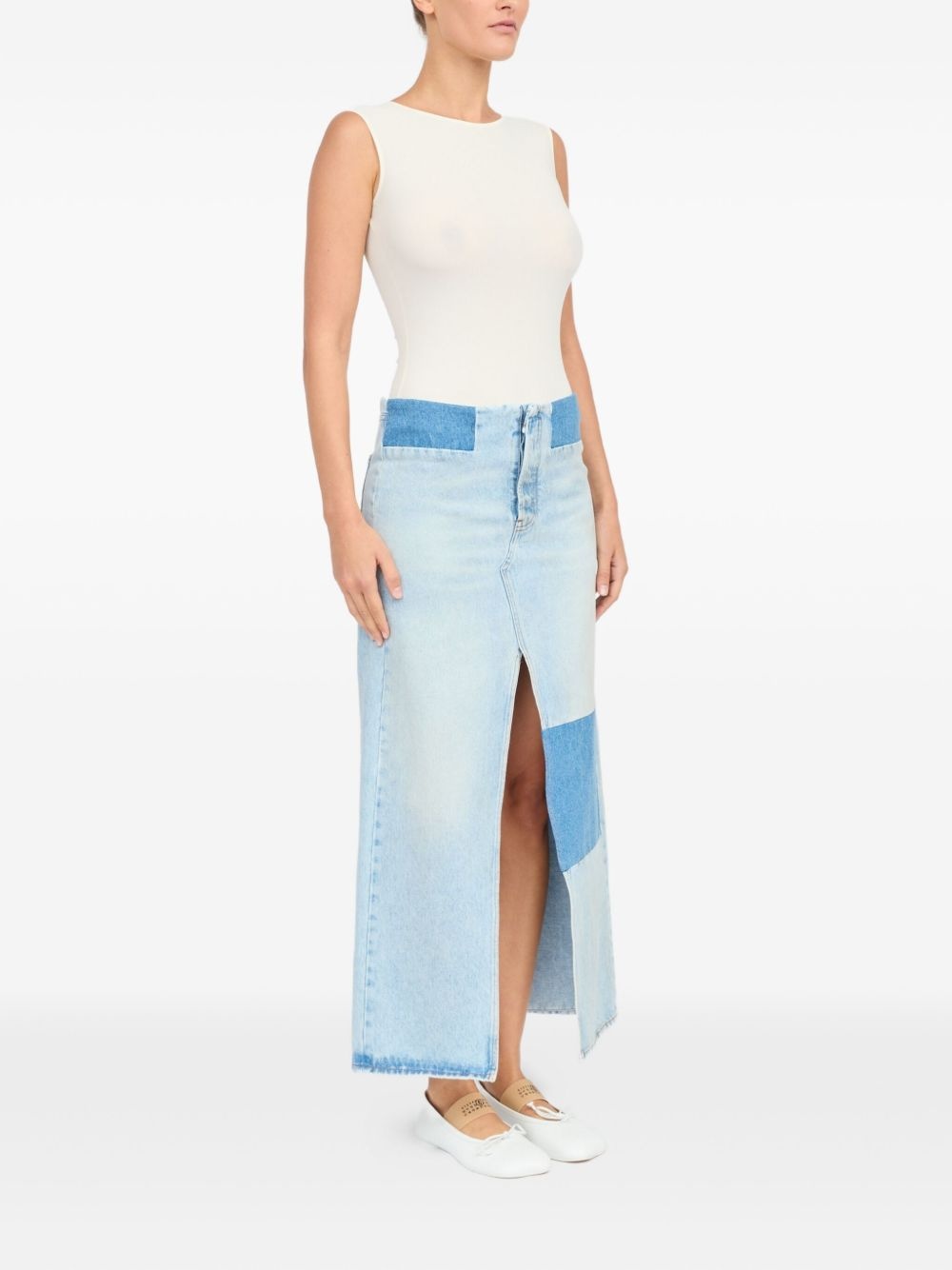patchwork denim skirt - 3