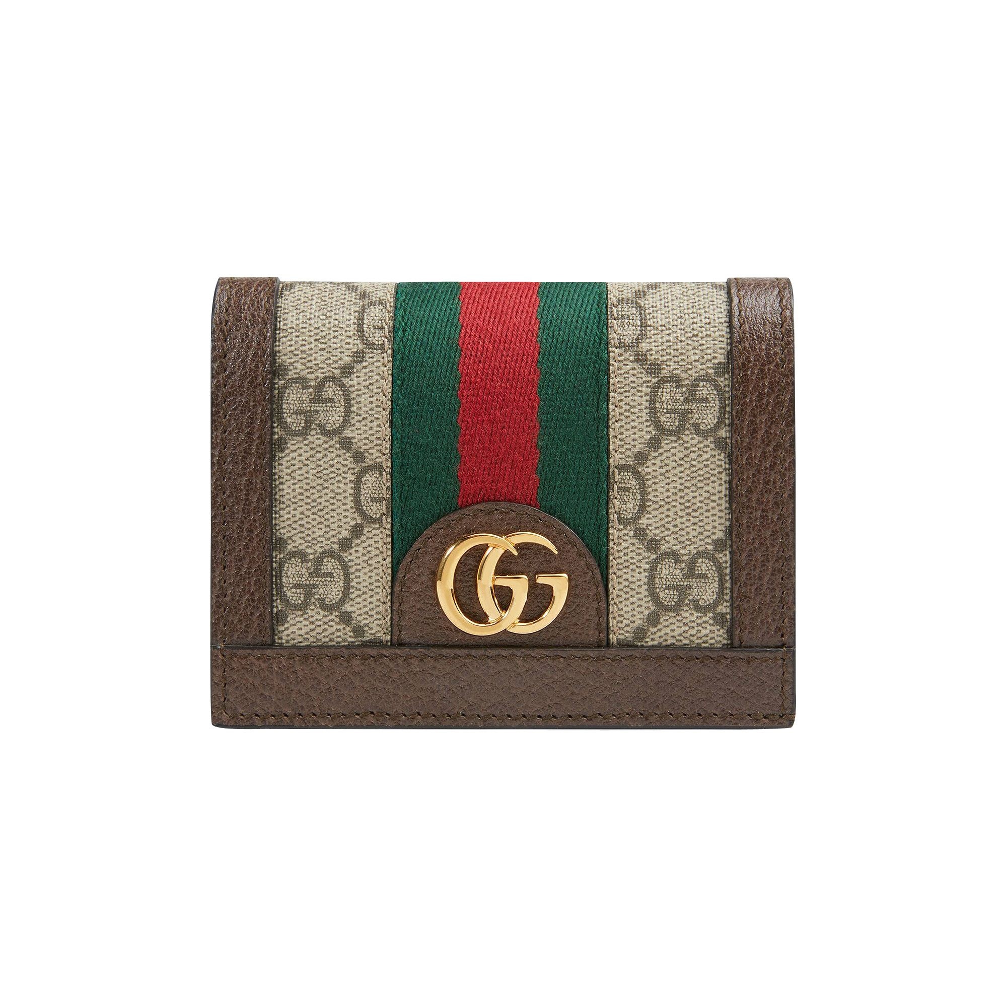 Gucci GG Supreme Ophidia Card Case Wallet 'Brown' - 1
