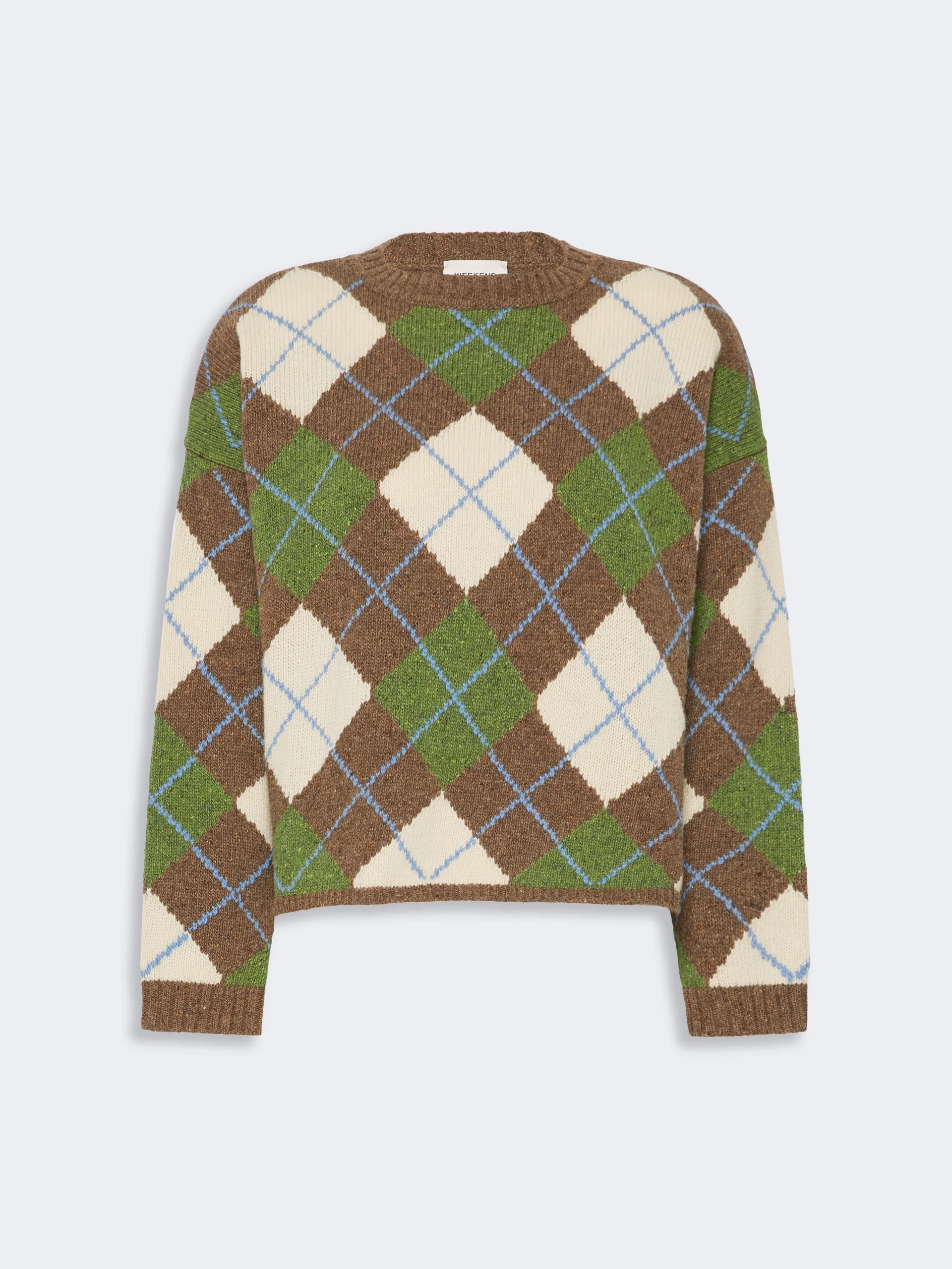 VASAIO Wool yarn Argyle jumper - MARRON GLACE' - 1