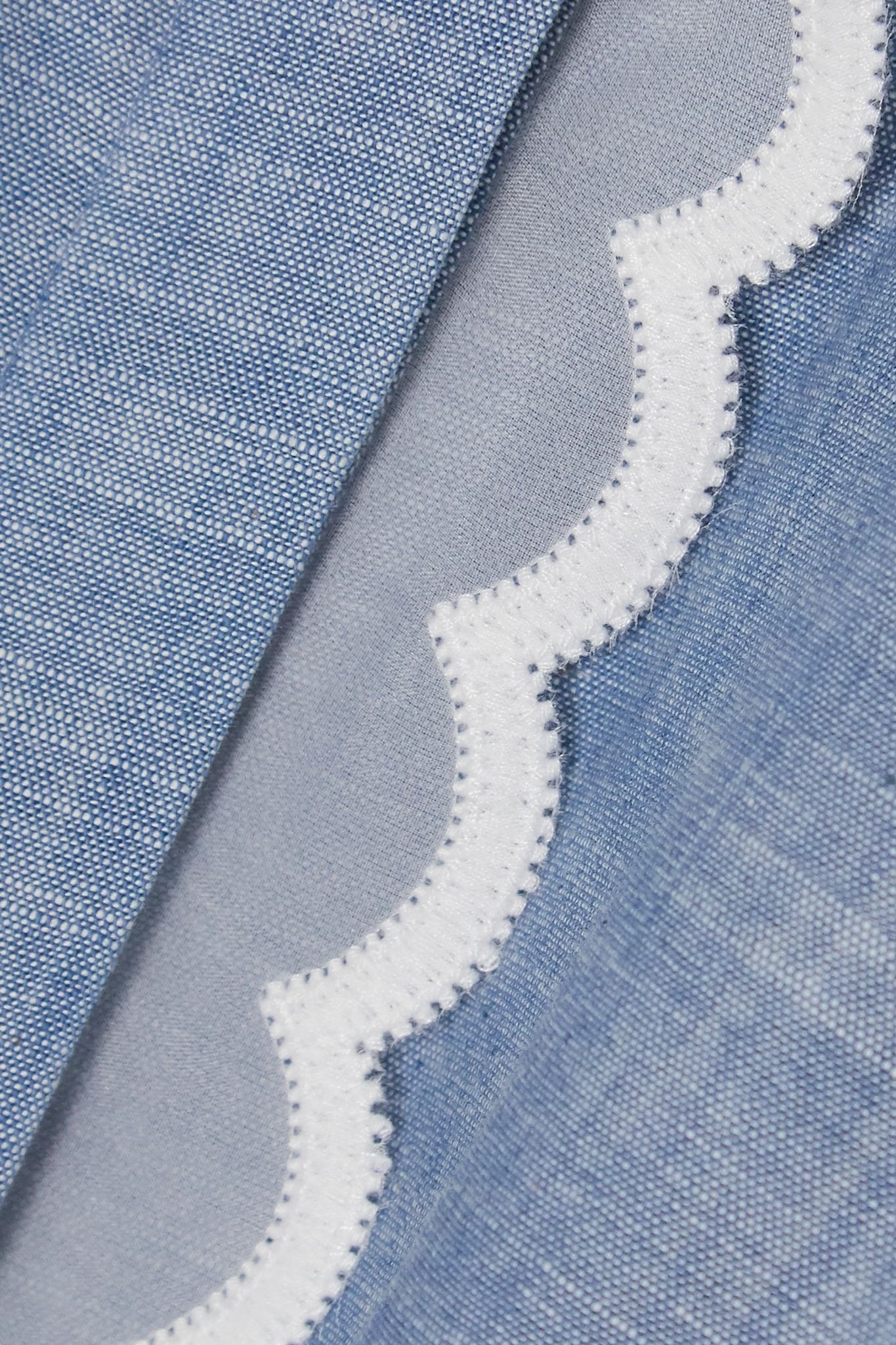 Scalloped cotton-chambray shirt - 4