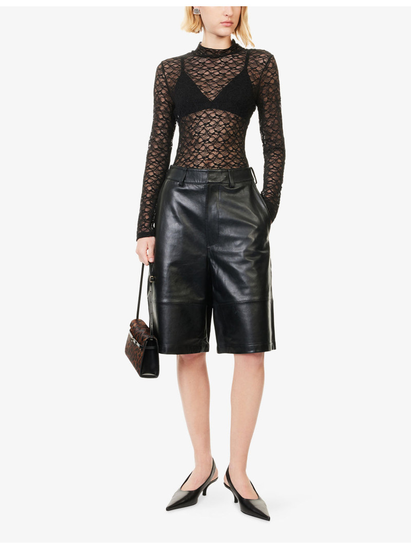 Reformation Nell Turtle-Neck Mesh Knit Top outlook